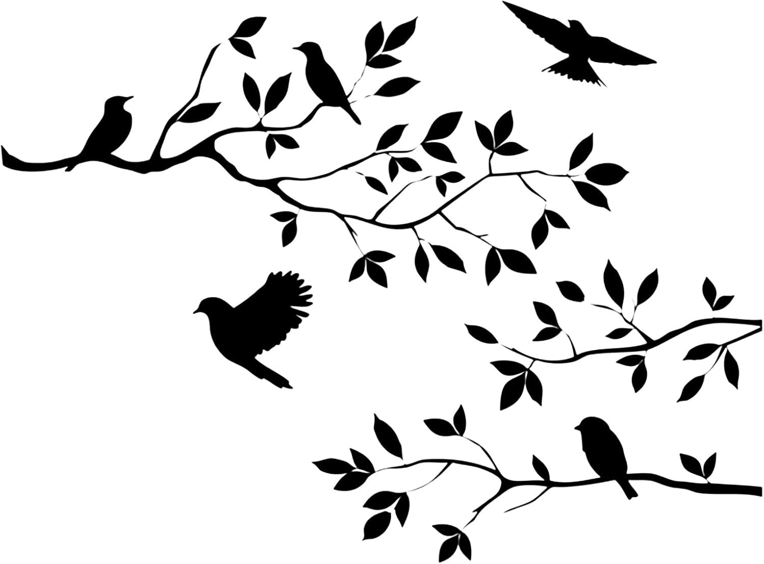 Stylish Black Vinyl Tree Branch and Birds Wall Sticker – Indoor Decor Solution