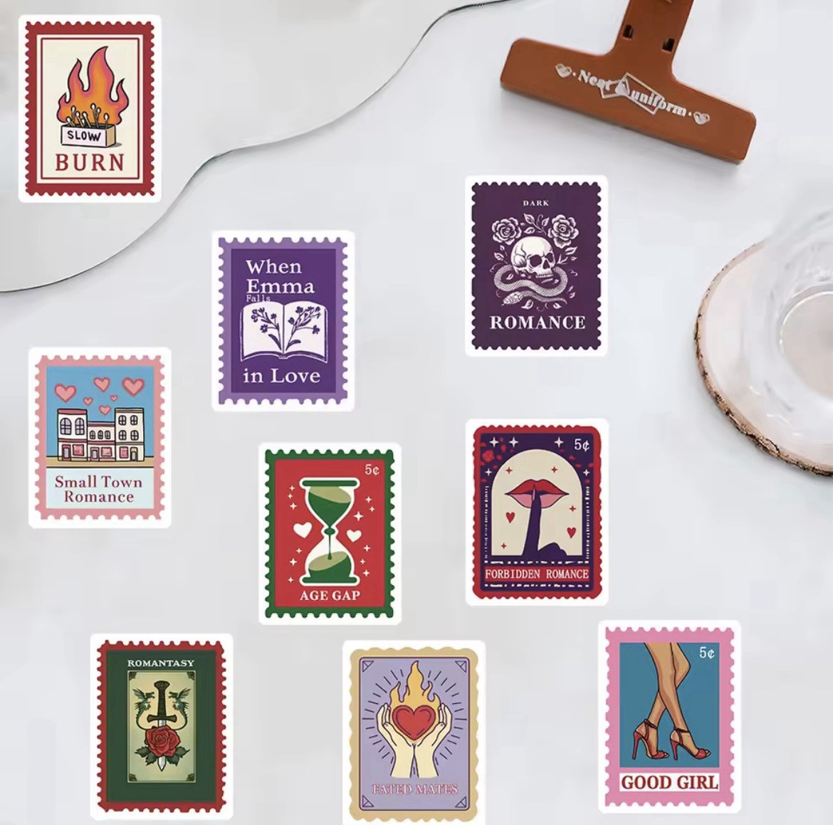 Stamp Style Love Stickers 50pk Matt Relationship Fun Love Stickers FREE SHIPPING