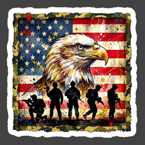 Patriotic Sticker Vinyl Decal Eagle Flag Soldier Military USA Veteran