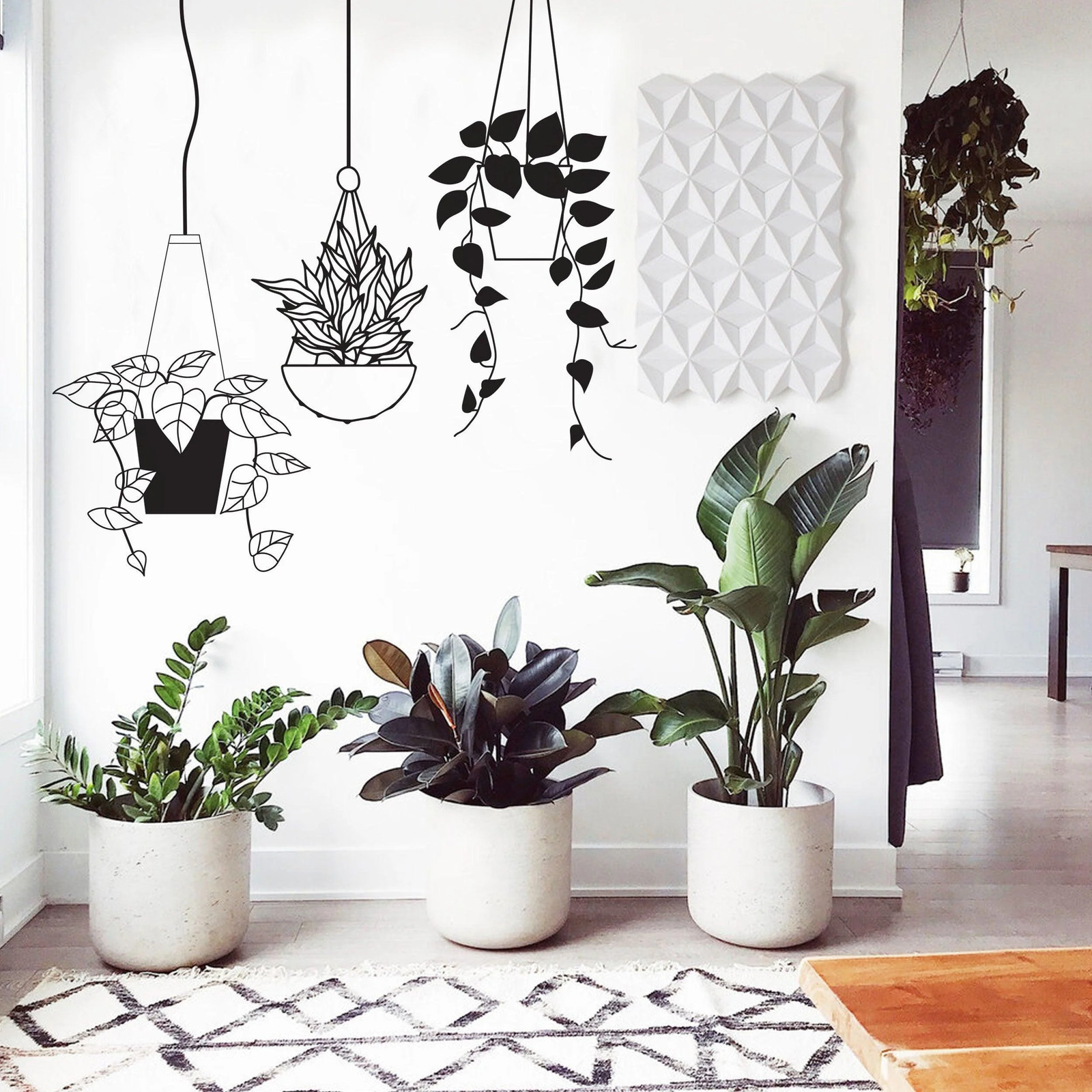Botanical Oasis Wall Sticker – Tropical Hanging Plant Basket Decal