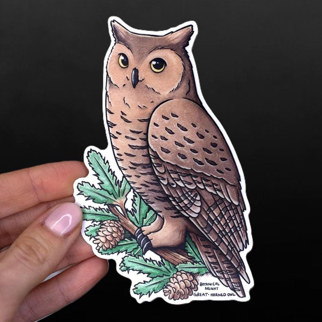 Great Horned Owl Sticker – Waterproof Vinyl Wildlife & Nature Decal
