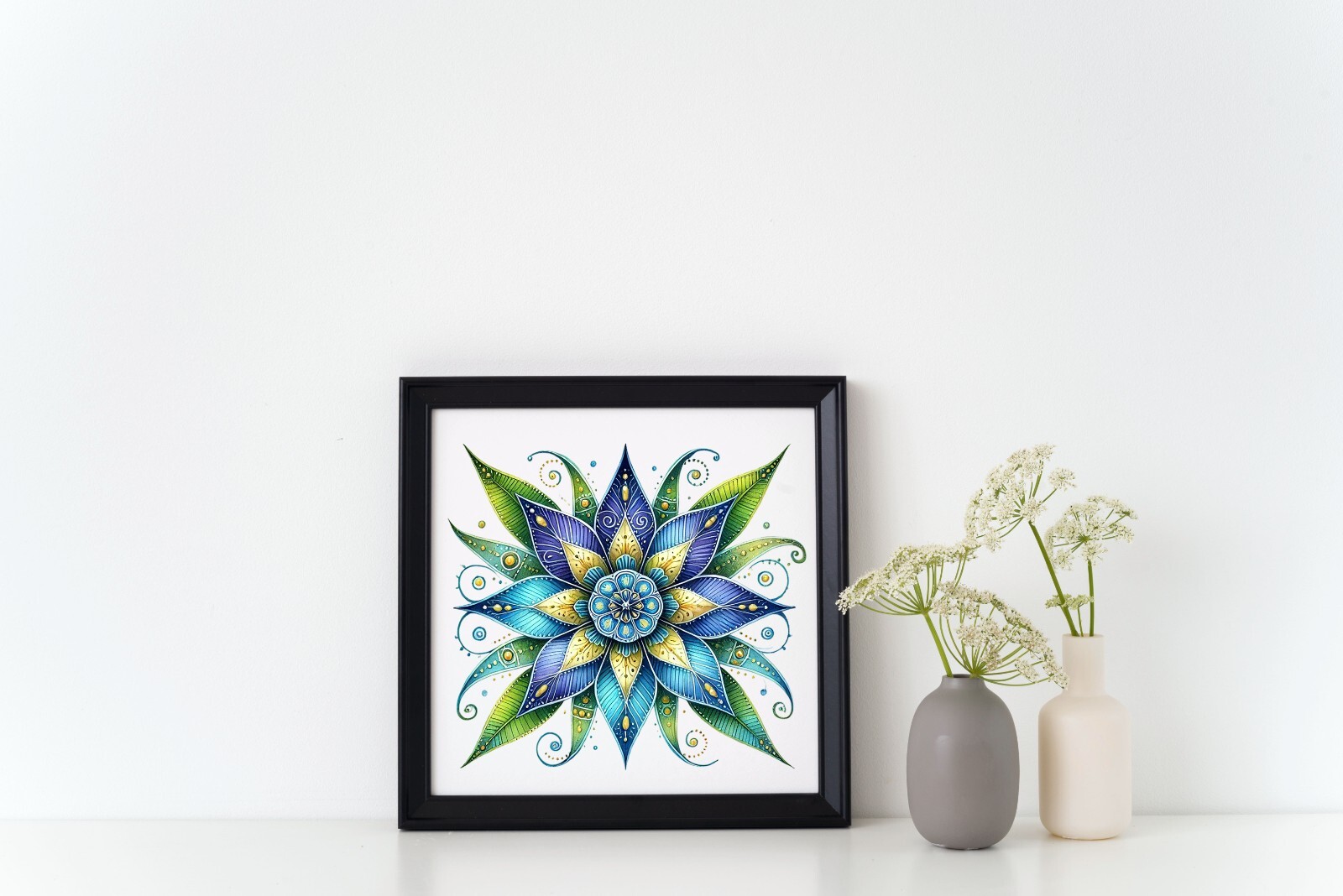 Blue and Yellow Mexican Flowers UV DTF Transparent Sticker / Decal