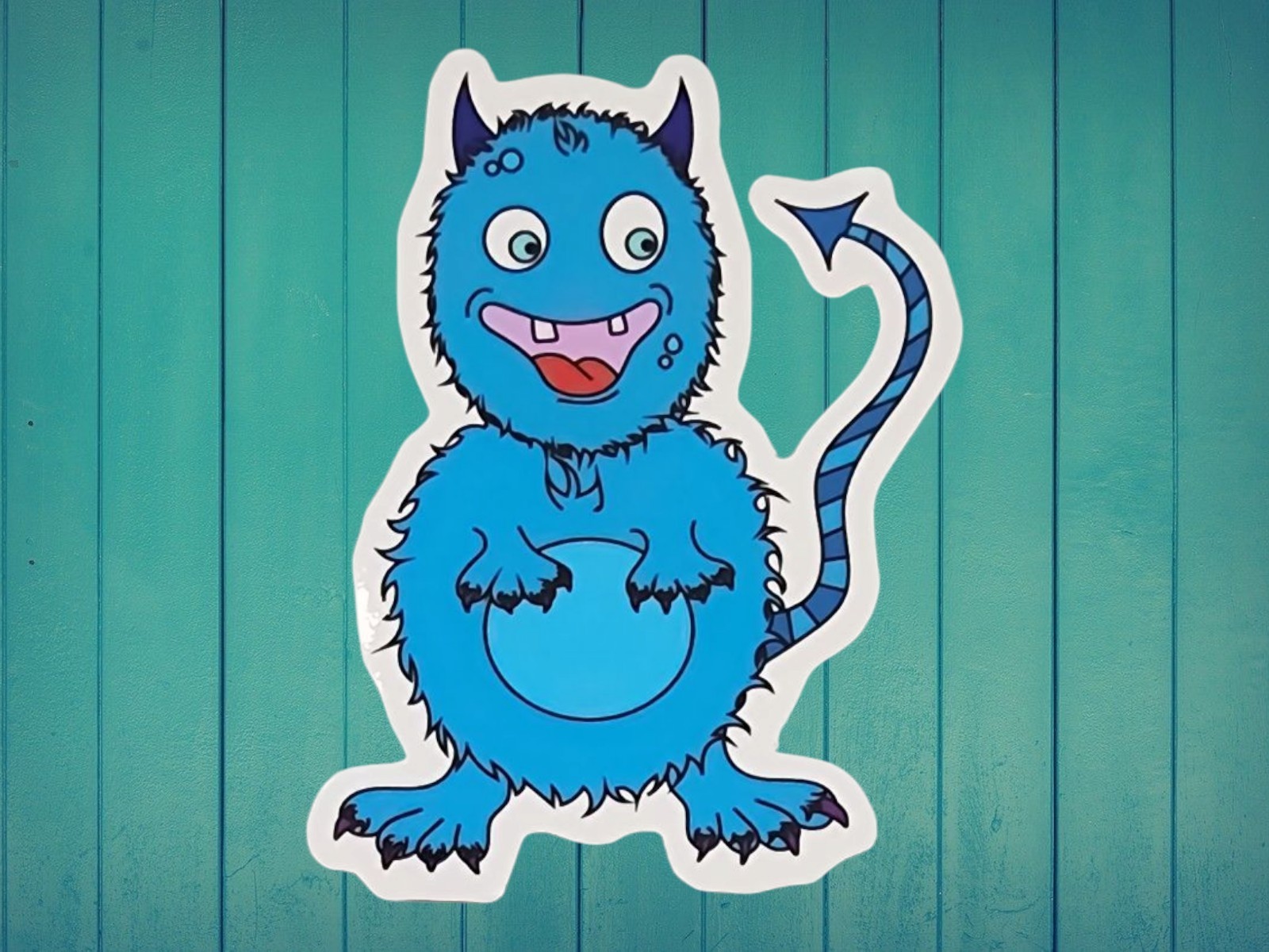 Cute Blue Horned Monster Sticker
