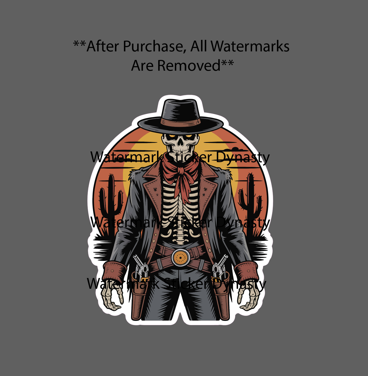 Skeleton Outlaw Sticker Waterproof Decal Wild West Western Desert Bones Gift NEW