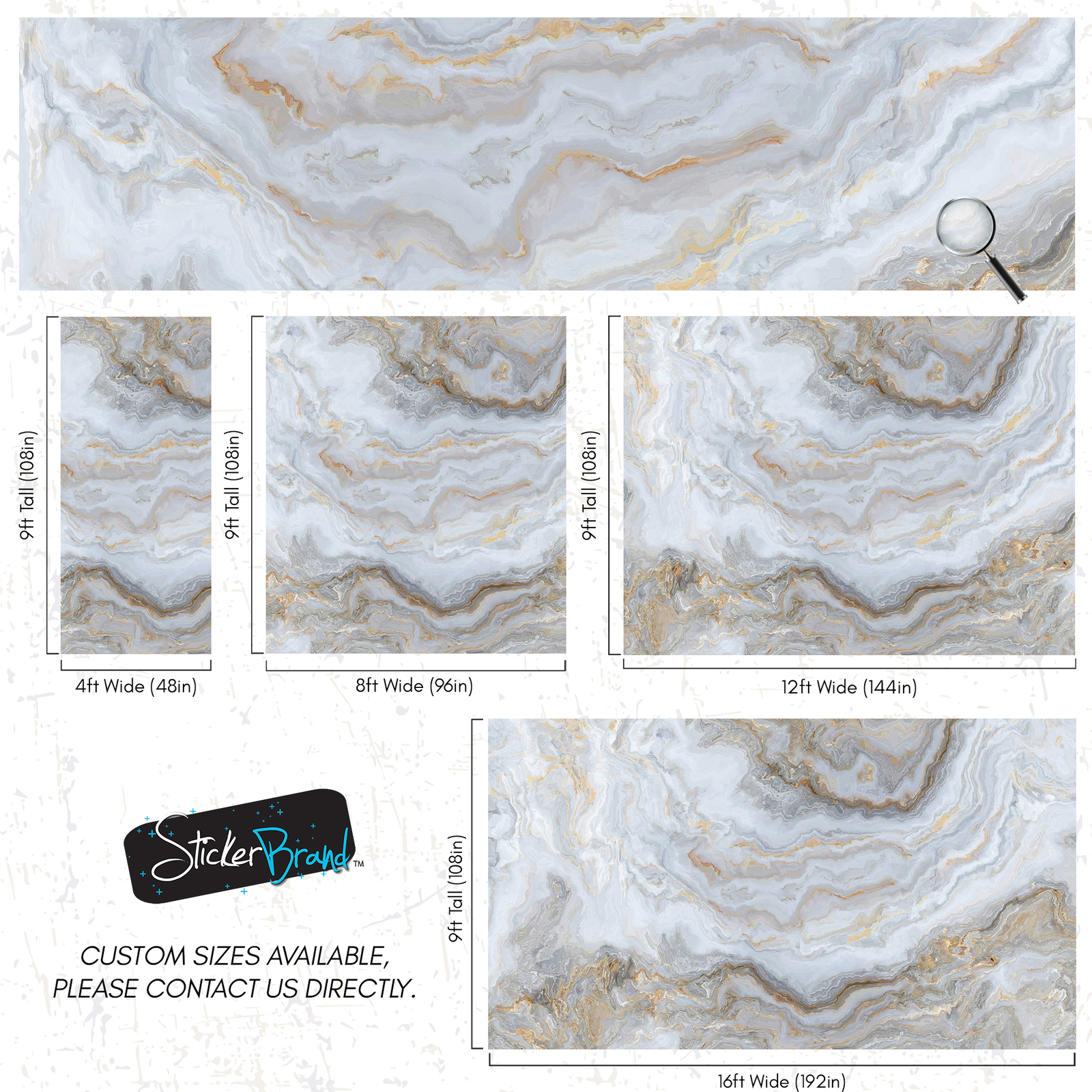 White Marble Stone Granite Slate Peel and Stick Wallpaper | Removable Wall Mural