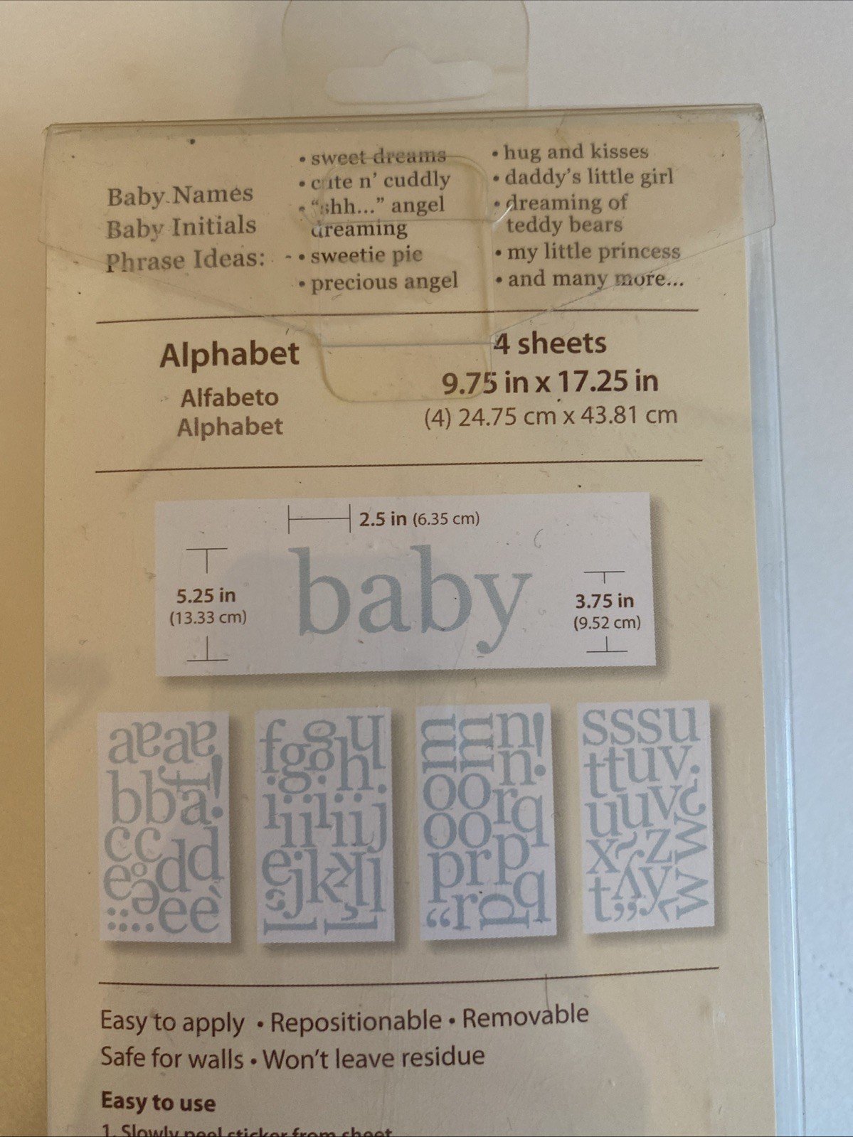 WALL POPS Alphabet (A to Z) Peel, Stick & Move Decals; BABY BLUE; Nursery NEW