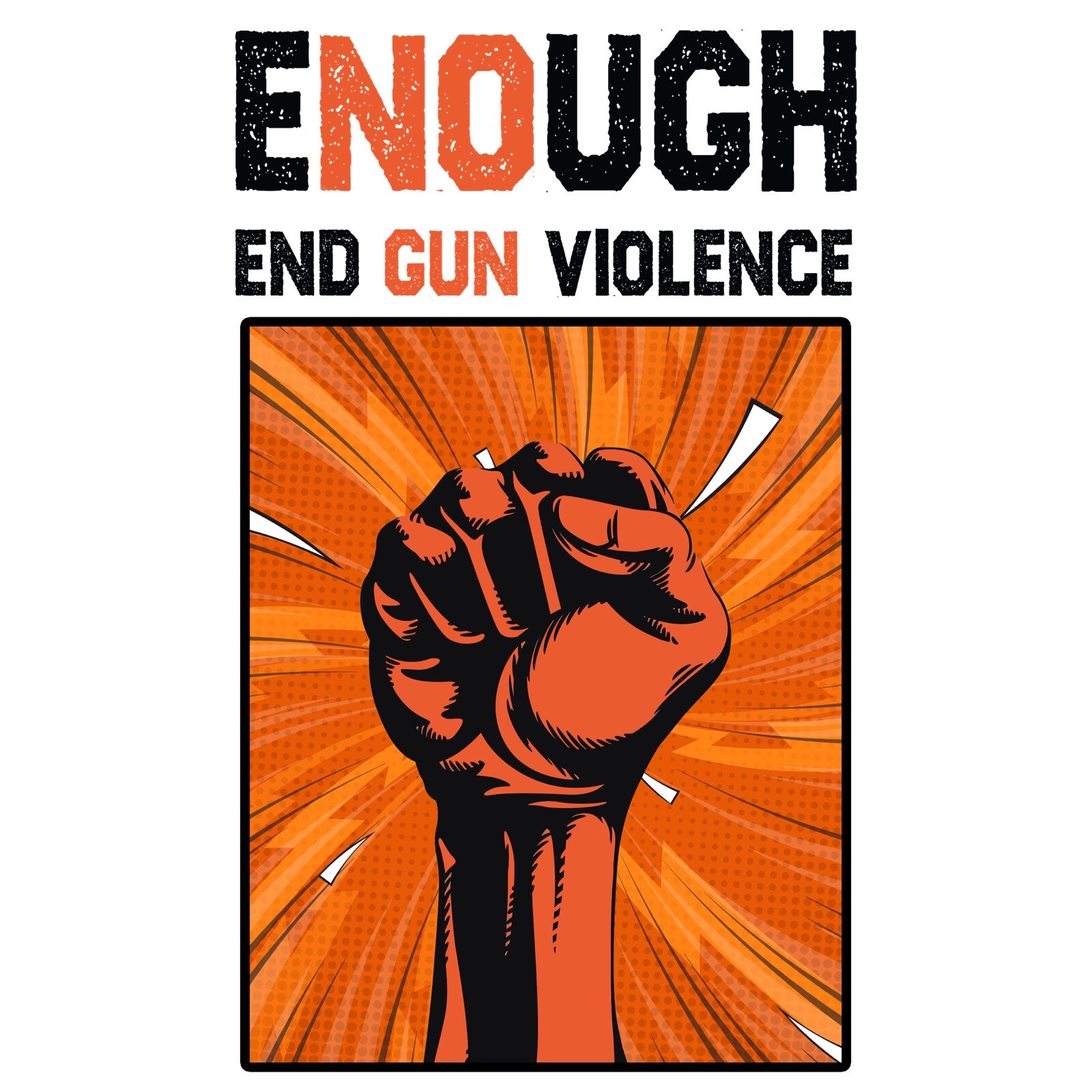 4” End Gun Violence Sticker Fist Orange Enough For Laptop Window Bumper