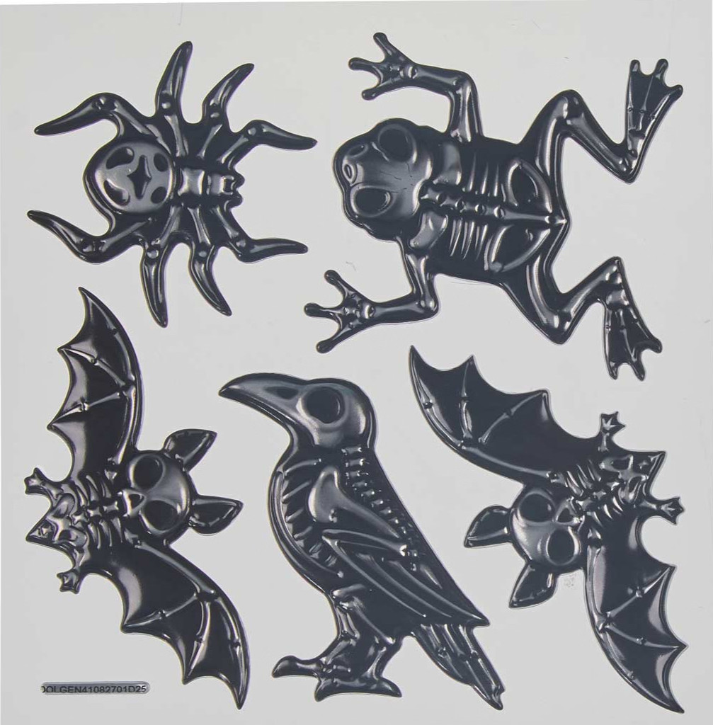 15 ct Pop-Up Wall Stickers Halloween Spooky Themed Bats Spiders Frogs, Crows