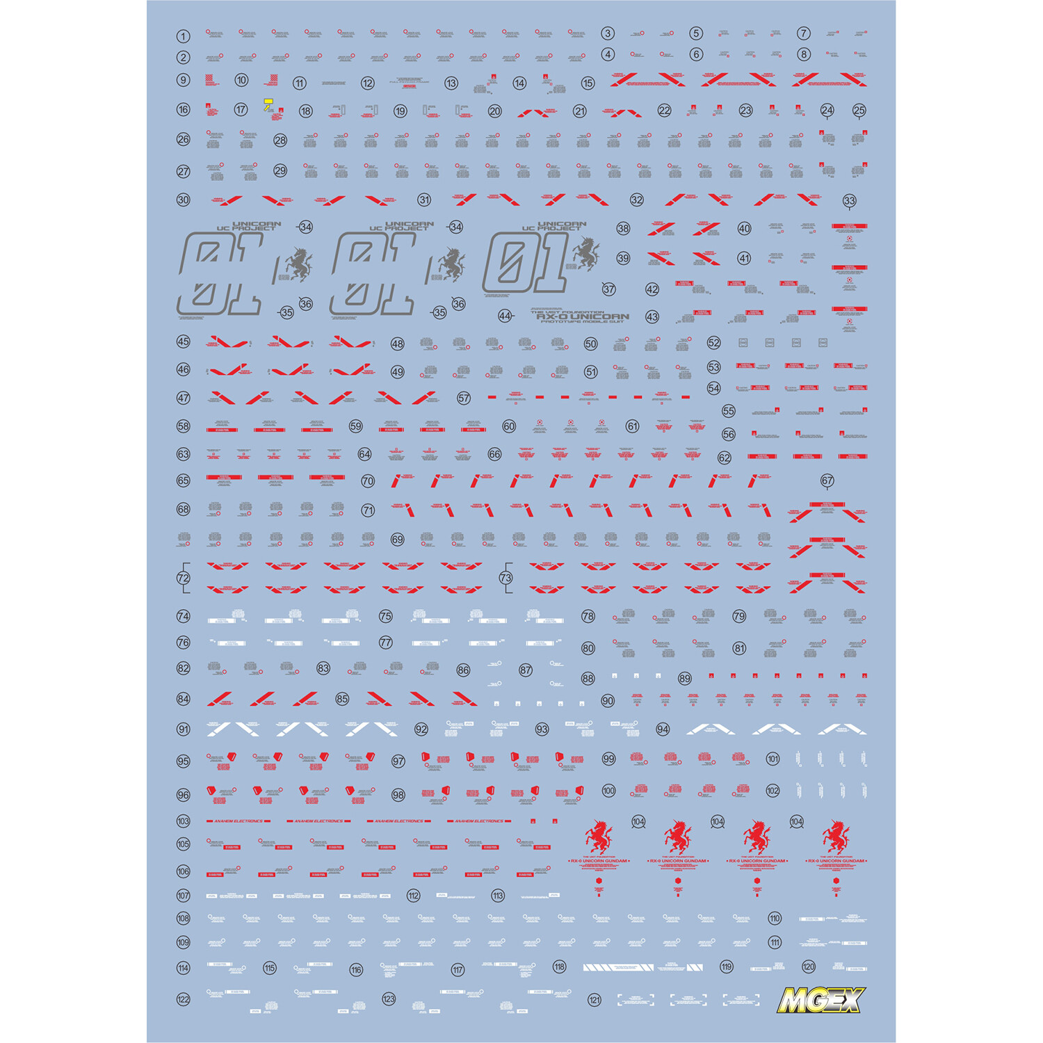 for MGEX Unicorn Gundam Ver.KA Waterslide Decals – Banagher Links (UV Reactive)