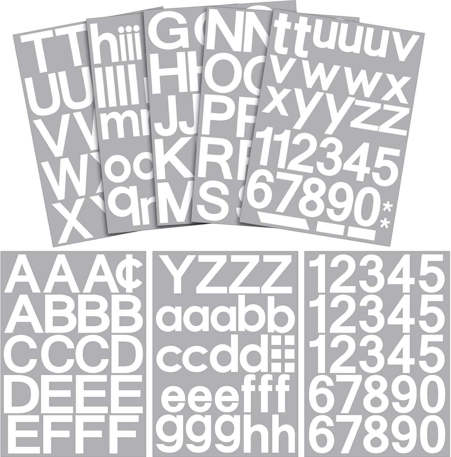 202 Pcs 8 Sheet Vinyl Letter Stickers 3 Inch White Self Adhesive Mailbox