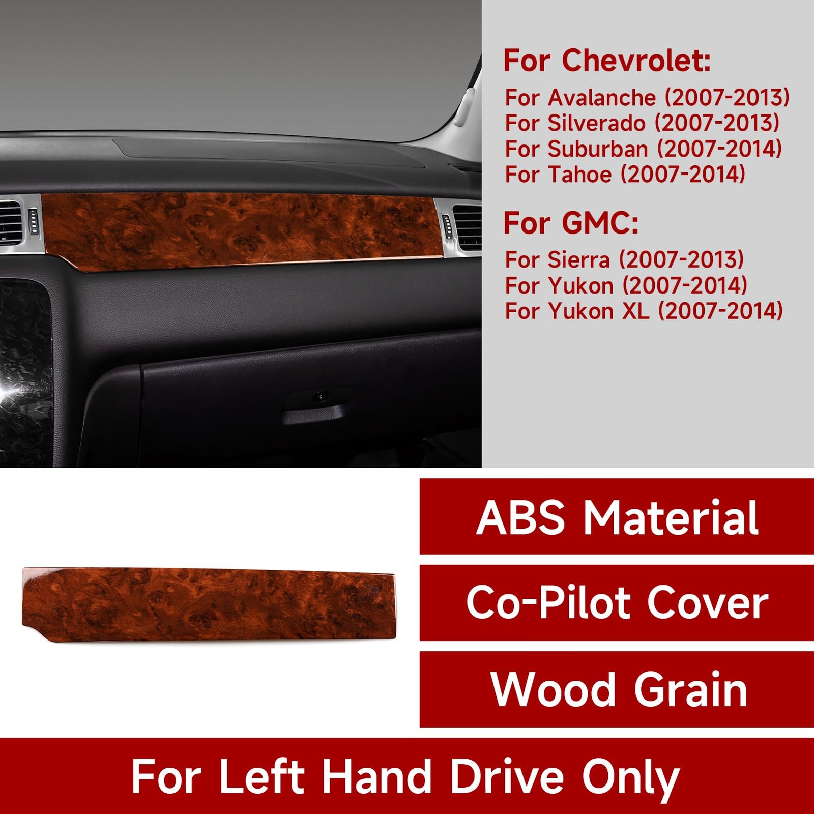 Wood Grain Trim Decal Sticker for Chevrolet Tahoe Silverado GMC Accessories