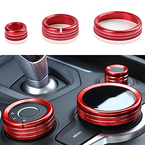 3PCS Car Multimedia Knob Cover Sticker Decal Interior Trim fit Multimedia Ring