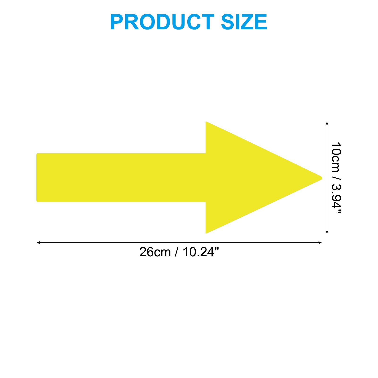 Arrow stickers 10x4cm, 24pcs for floor indications, yellow