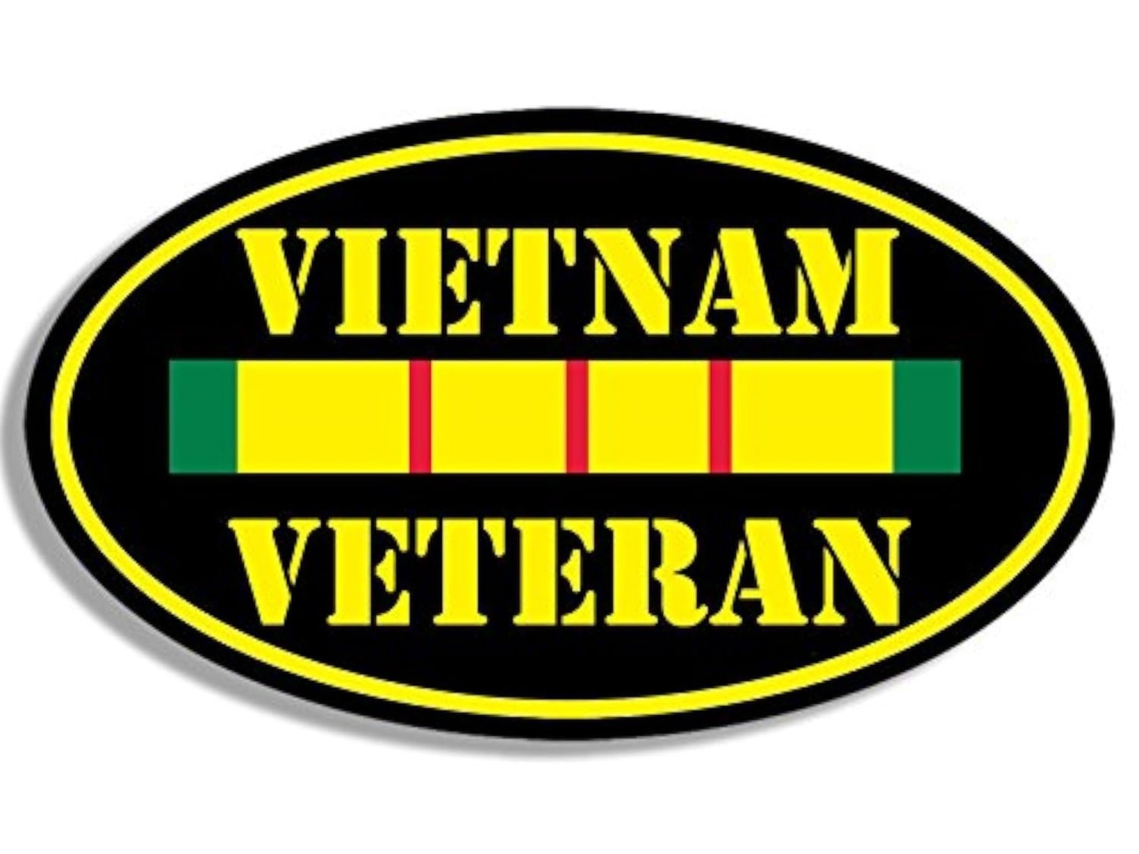 Black Oval Vietnam Veteran Sticker (Vet NAM Ribbon Proud with Ribbon Vinyl De…