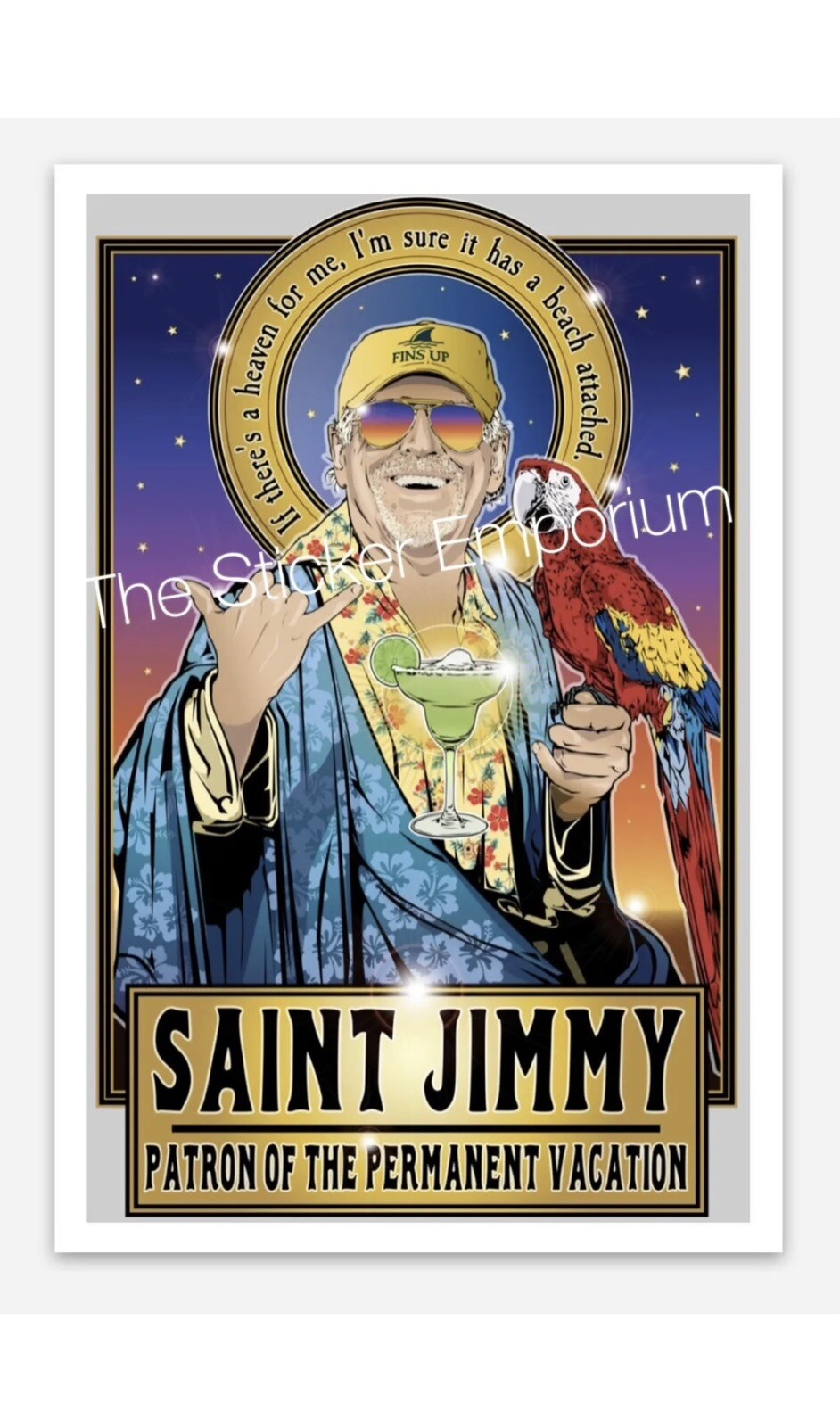 Saint Jimmy 4” Sticker Laptop Car Jimmy Buffett Bubbles Up Parrot Head Decal