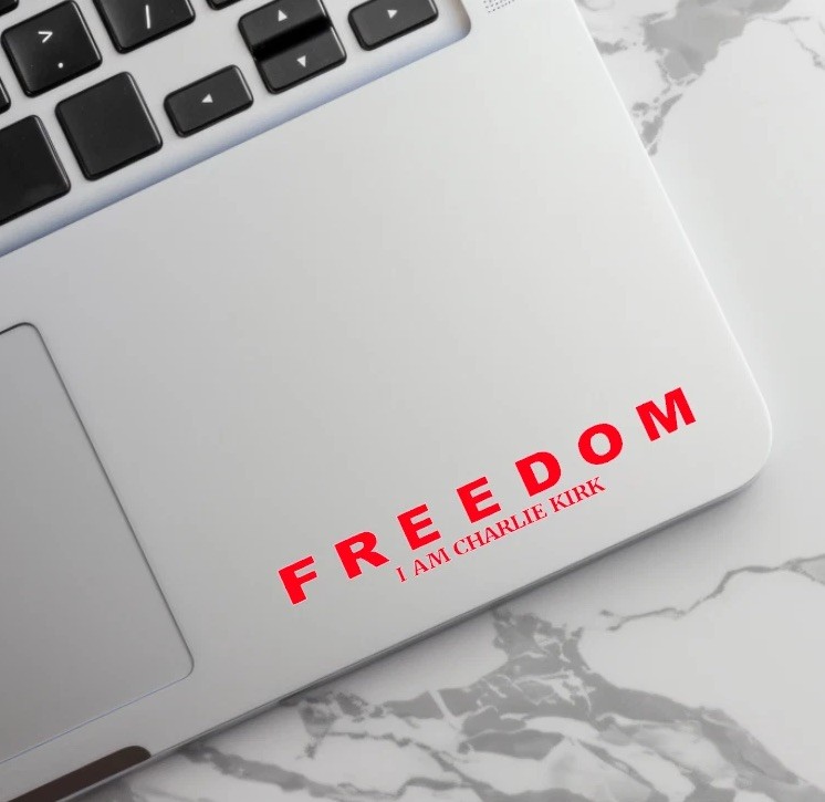 Charlie Kirk Freedom Decal Sticker Vinyl Tumbler Laptop Console Car Patriotic