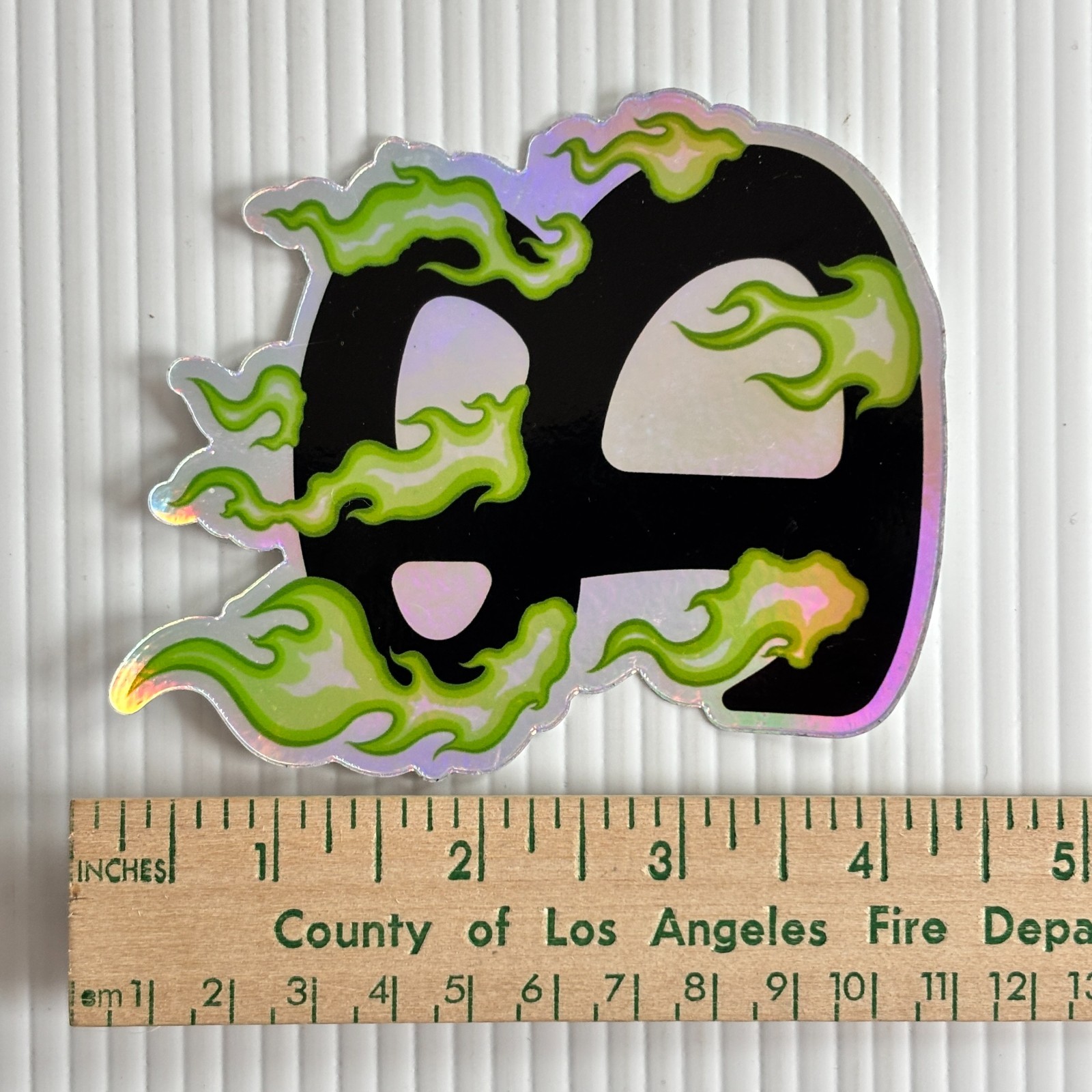 BucketSquad Sticker Black Green Flames 4in Letter B