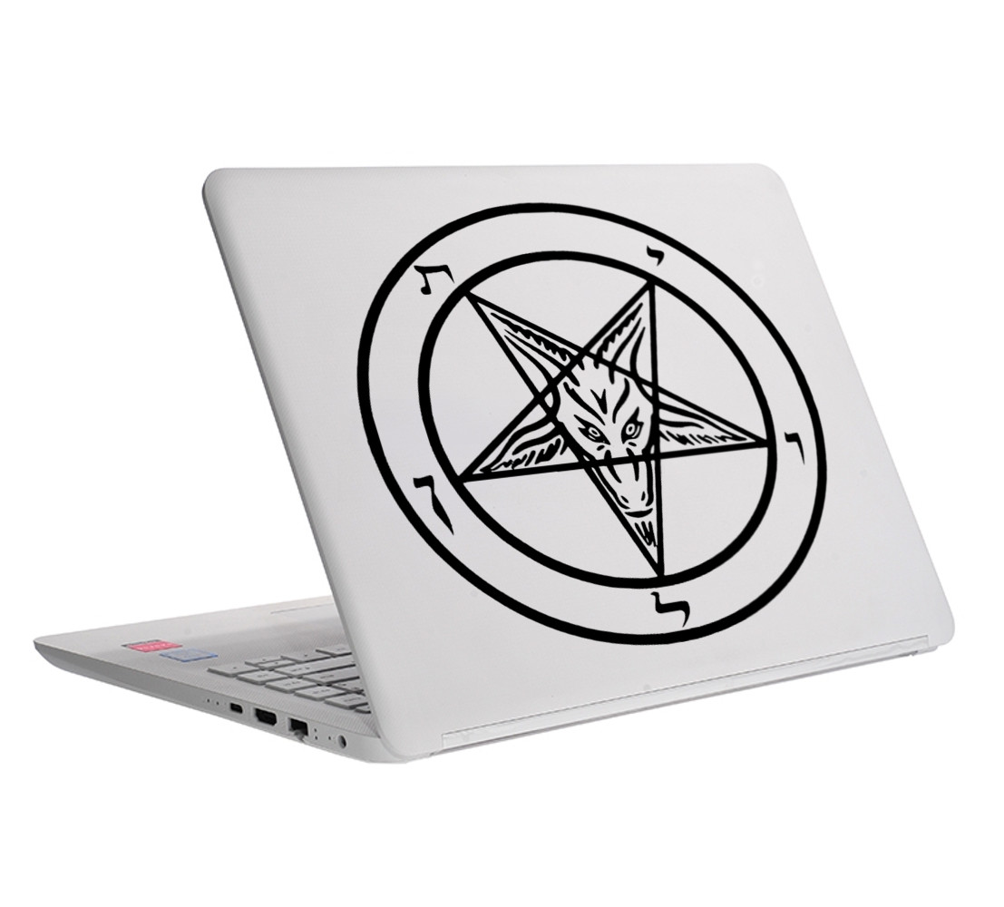 Pentagram Die Cut Vinyl Sticker – Occult Baphomet Car Decal Satanic Satan Skull