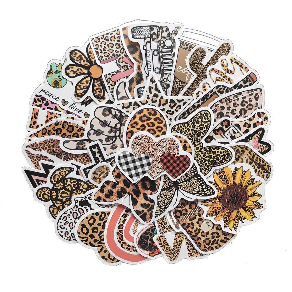 LEOPARD Tiger PRINT Stickers~Animal LIPS Hearts FLOWERS+ Vinyl Laptop Decals