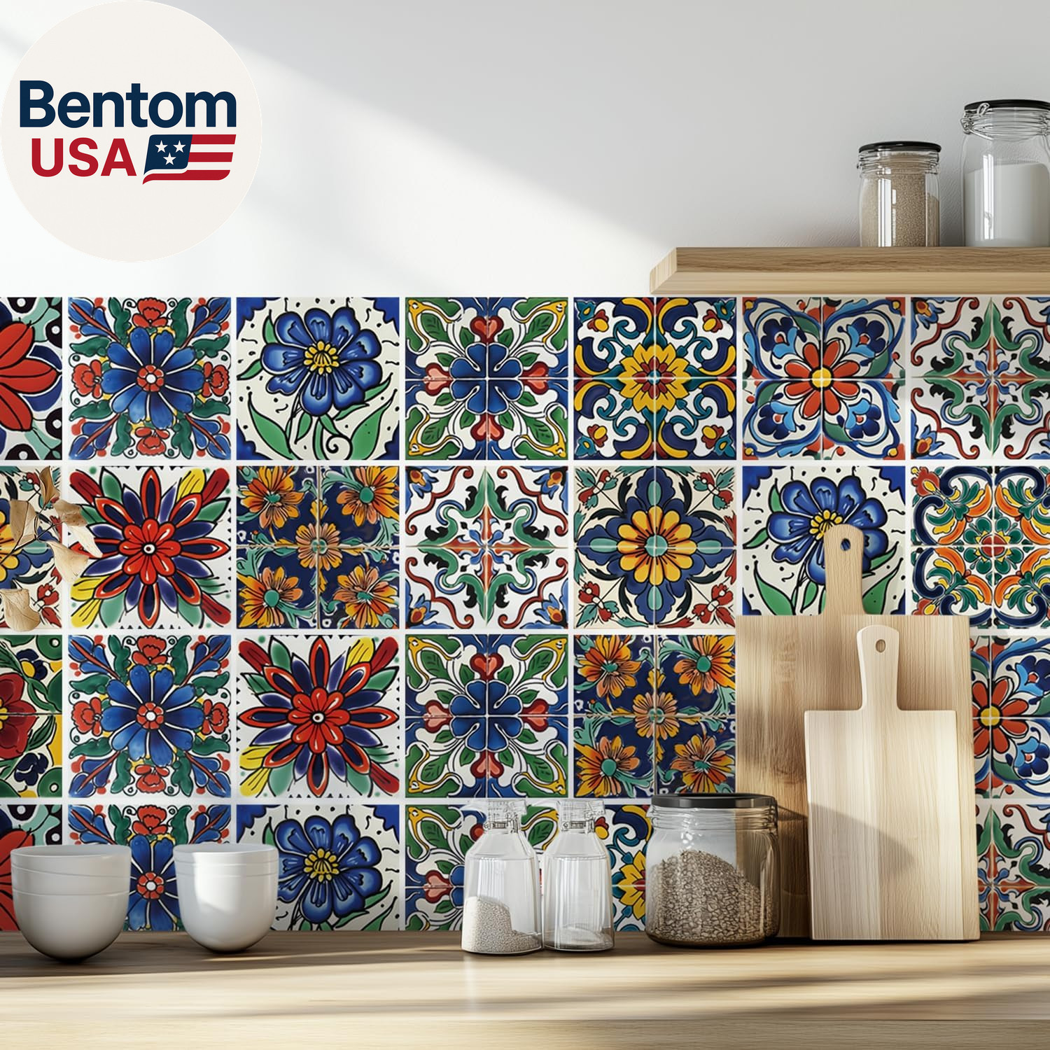 30 Pcs Mediterranean Style Peel and Stick Wall Tile Decals – Waterproof Vinyl St