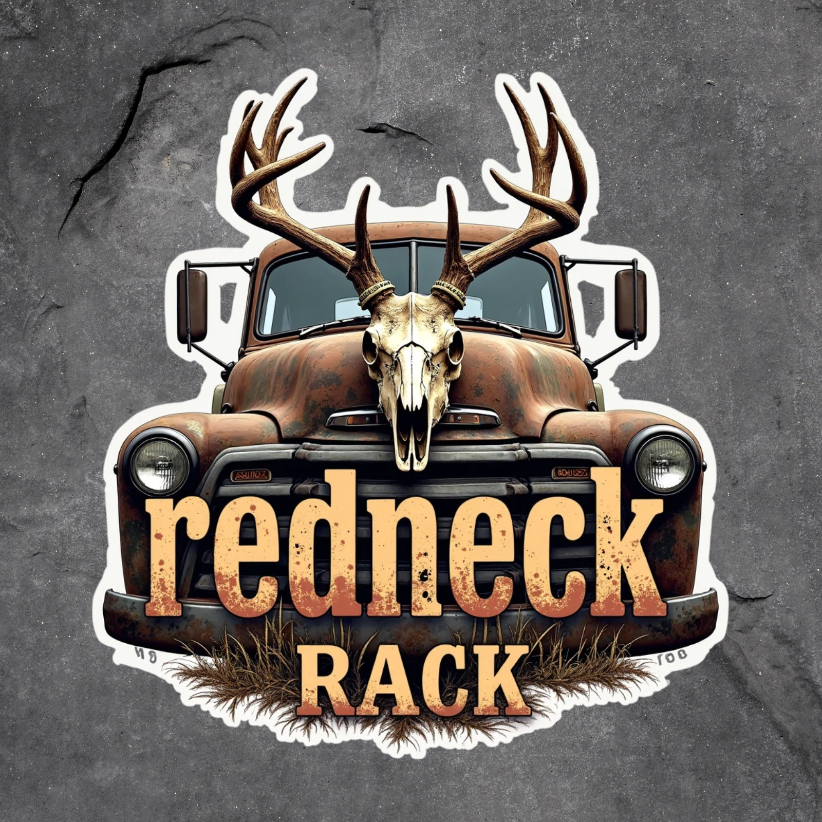 Hunting sticker vinyl decal Redneck Rack deer skull rustic truck style