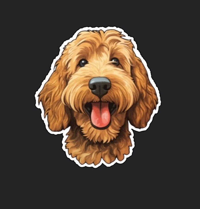 New Goldendoodle 3” Tall Vinyl Decal Sticker For Stanley Cups Mugs Cars Doodle