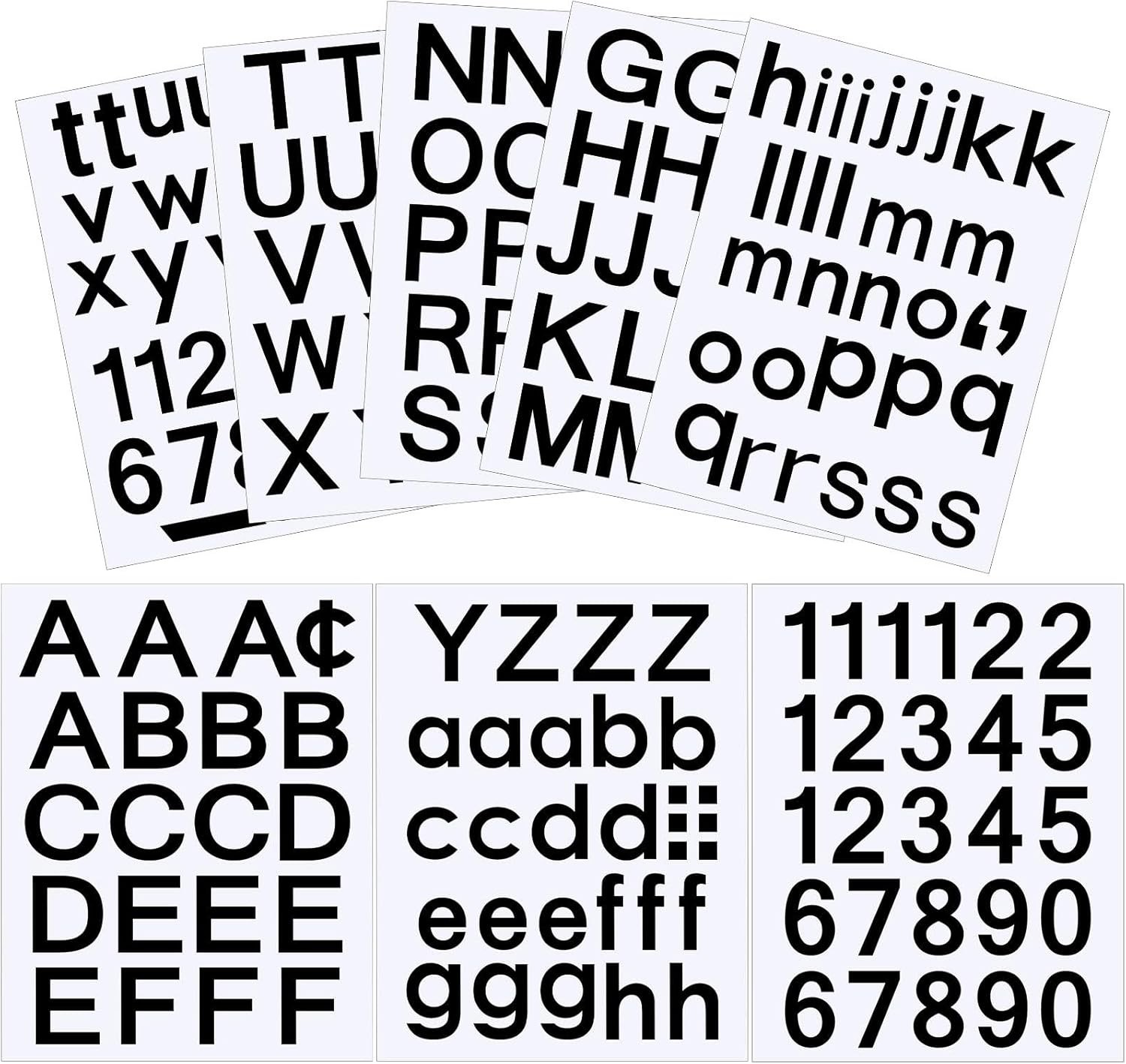 Durable 8-Sheet Black Vinyl Letter Stickers: UV and Weatherproof for Lasting Use