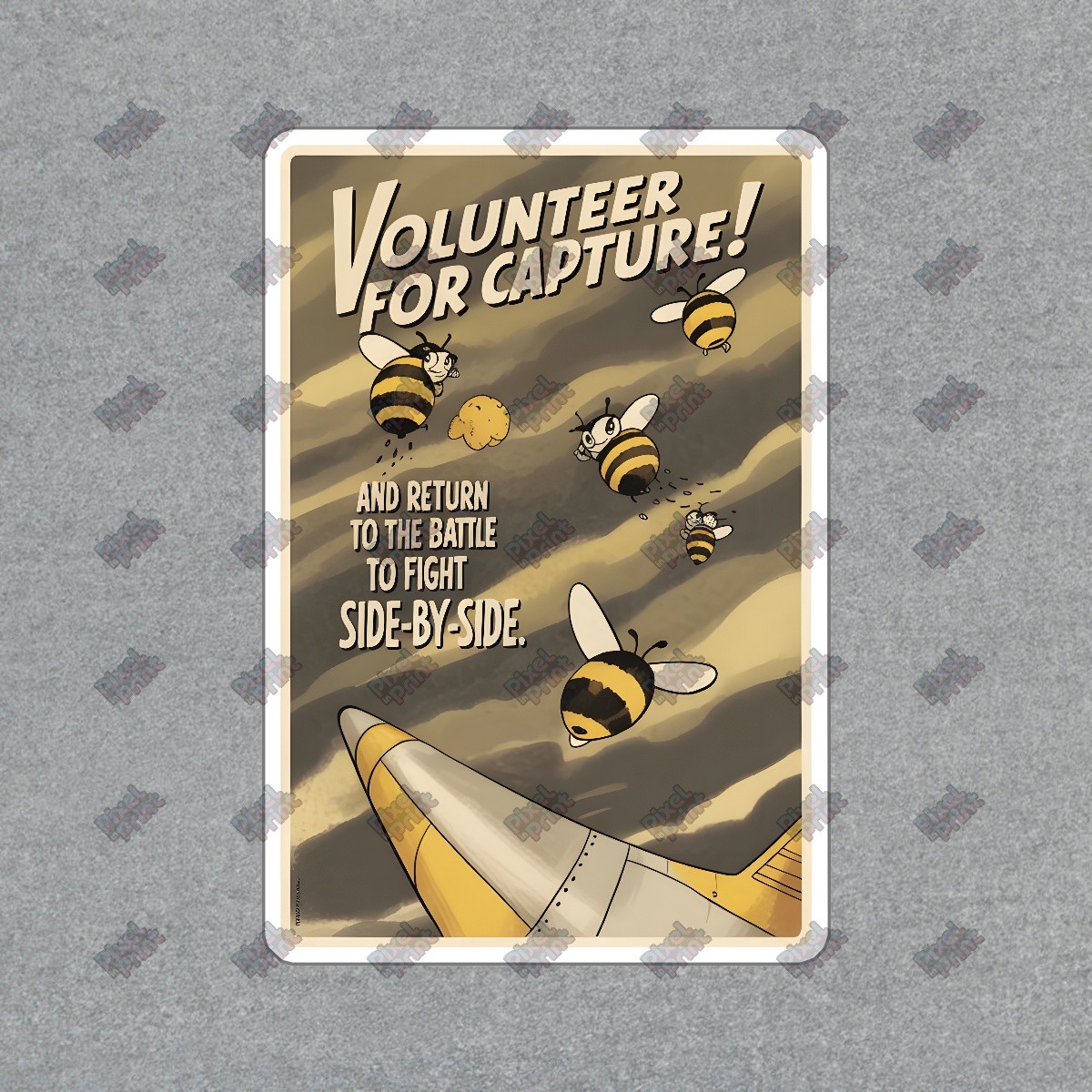 Vintage Volunteer for Capture! Bee Themed Poster Retro Military Art, #8326
