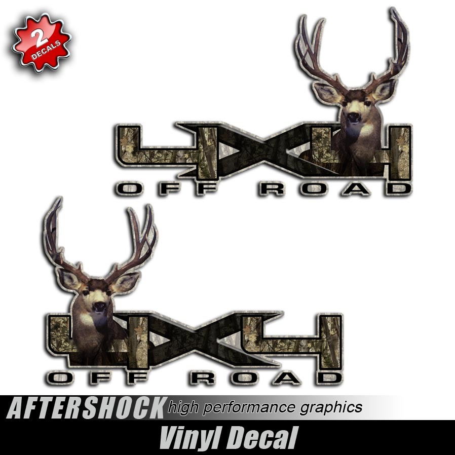 4×4 Mule Deer sticker – truck camo decal muley hunting graphic buck