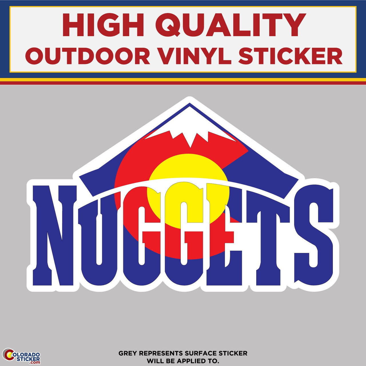 Denver Nuggets With Colorado Flag Pattern, High Quality Vinyl Stickers
