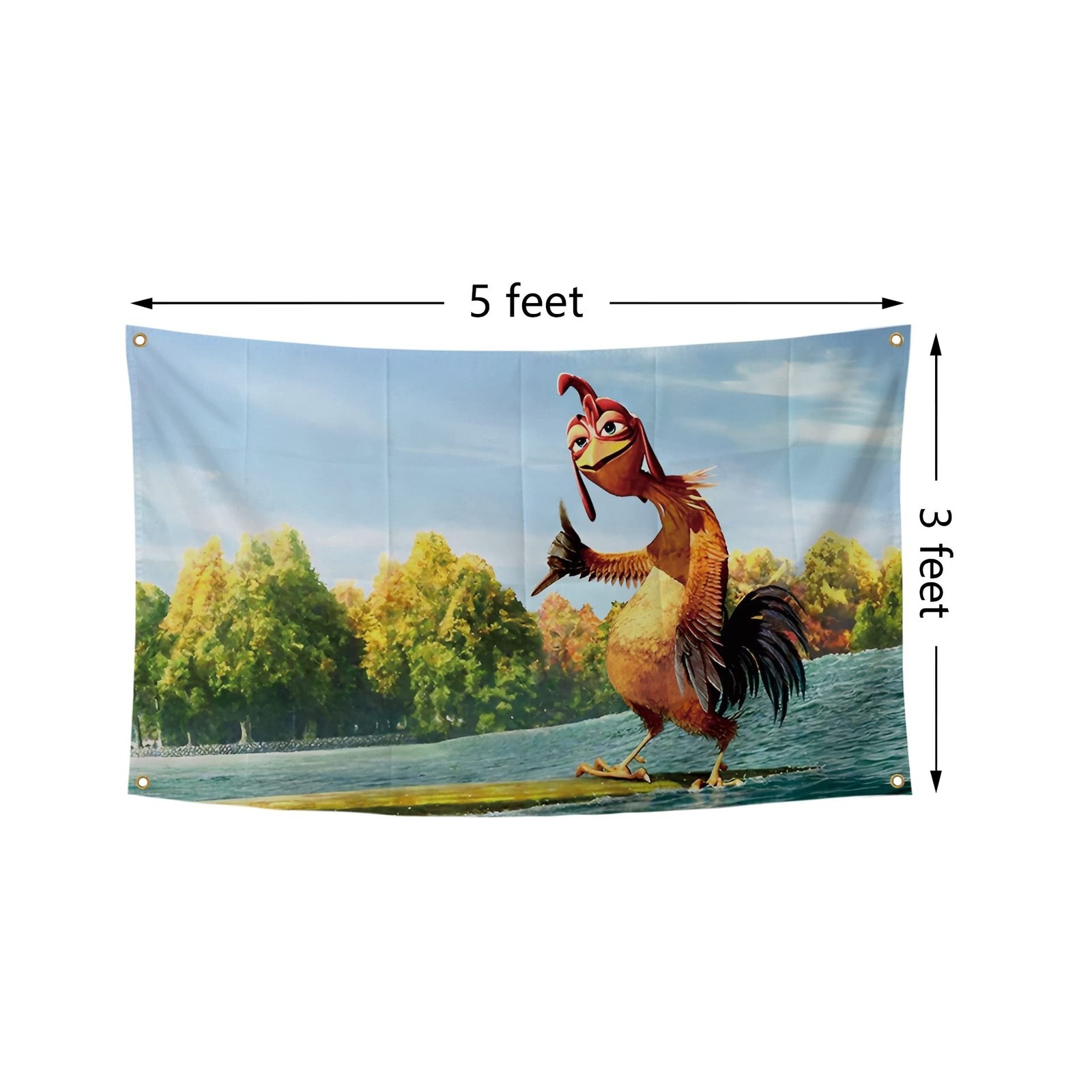 Chicken Flag Funny Poster Durable Man Cave Wall Flag with 4 Brass Grommets 3x…