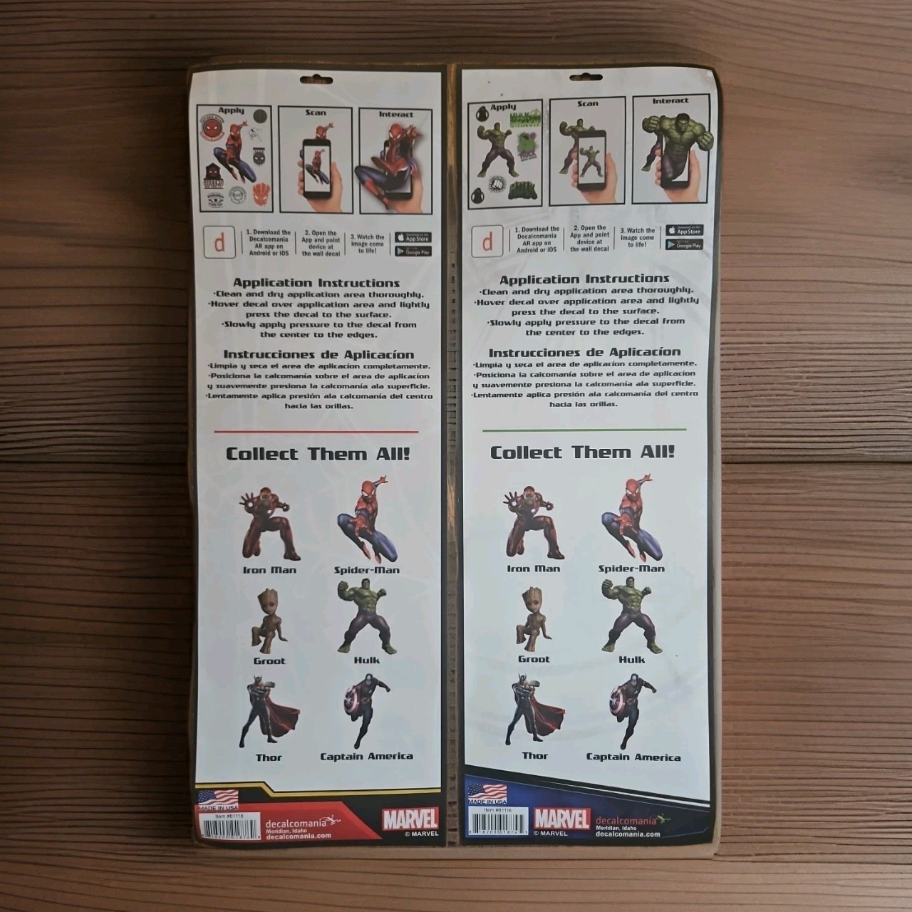 Marvel HULK & Spider-Man Augmented Reality Decals Peel & Stick 18 Vinyl Stickers