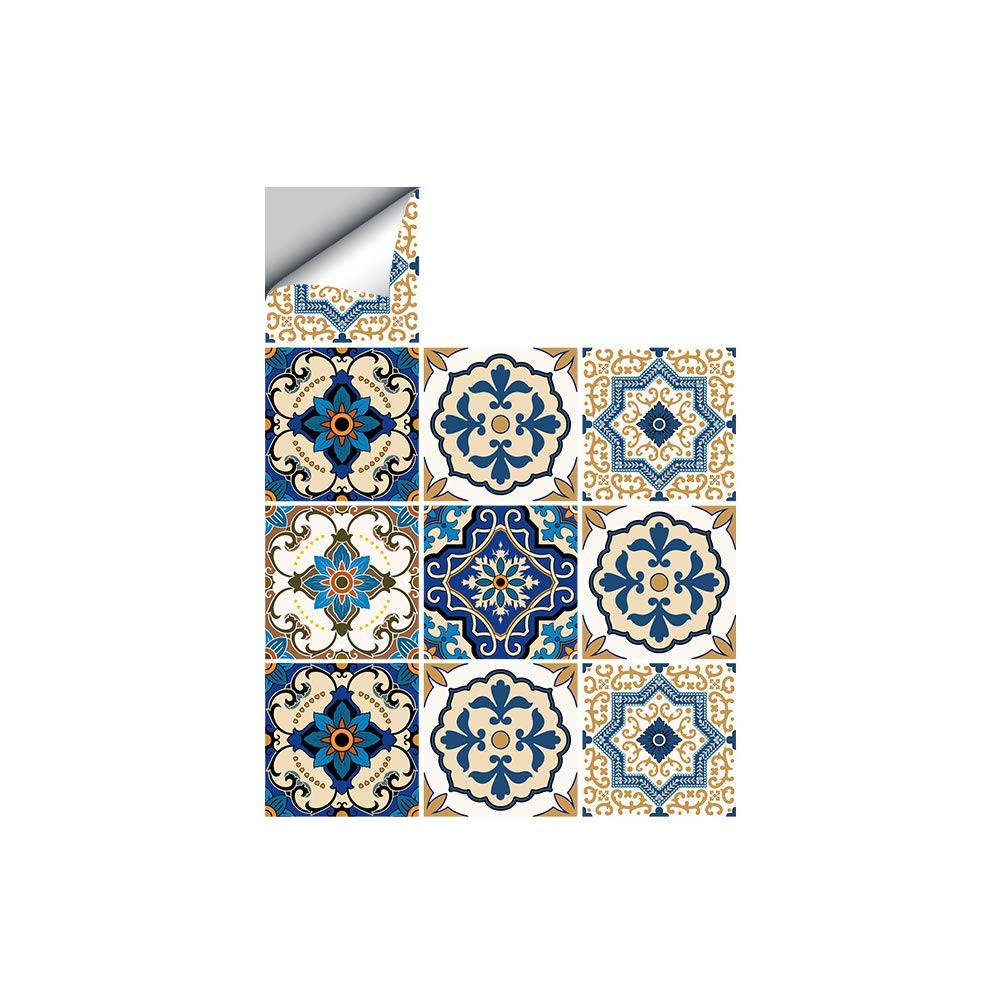 25 PCS Moroccan Style Tile Sticker, 4×4 Inch(10x10cm) Traditional DIY Murals,…