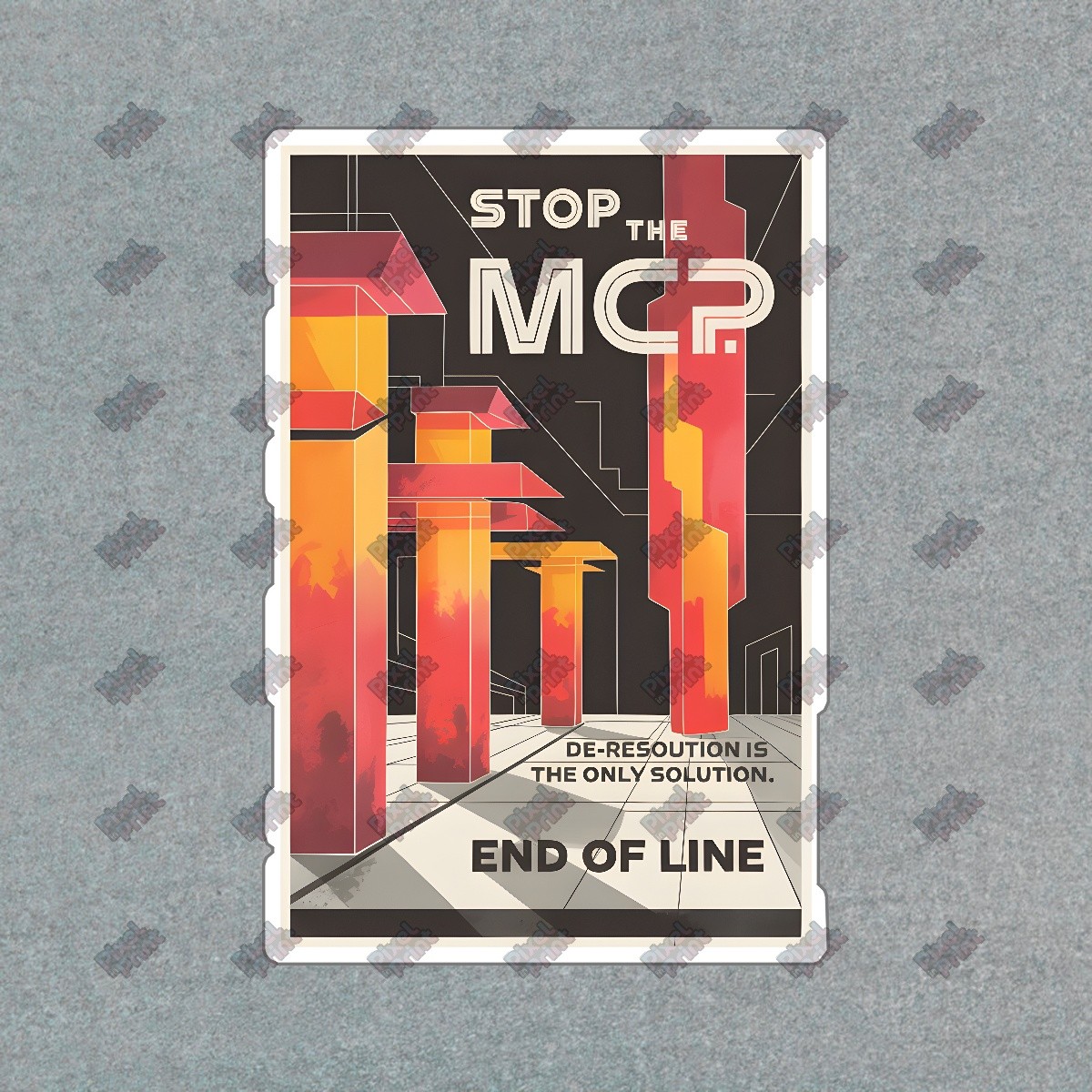 Retro Futuristic Stop the MCP Poster 1980s Sci Fi Inspired Art #8312