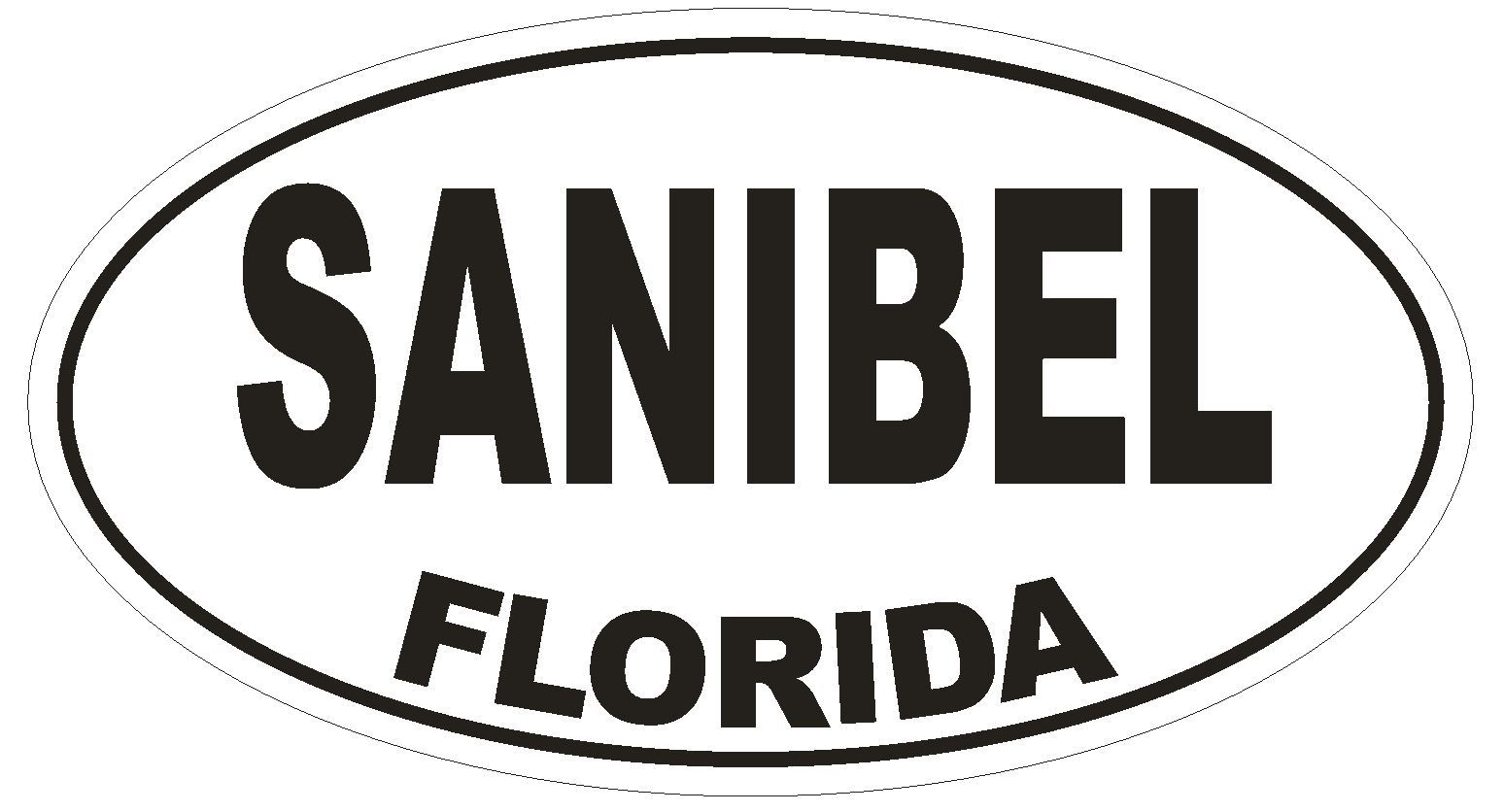 Sanibel Florida Oval Bumper Sticker or Helmet Sticker D1592 Euro Oval