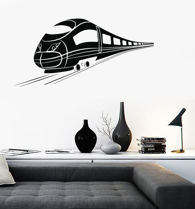 Wall Sticker Vinyl Decal Silhouette of High-Speed Passenger Train (n1315)