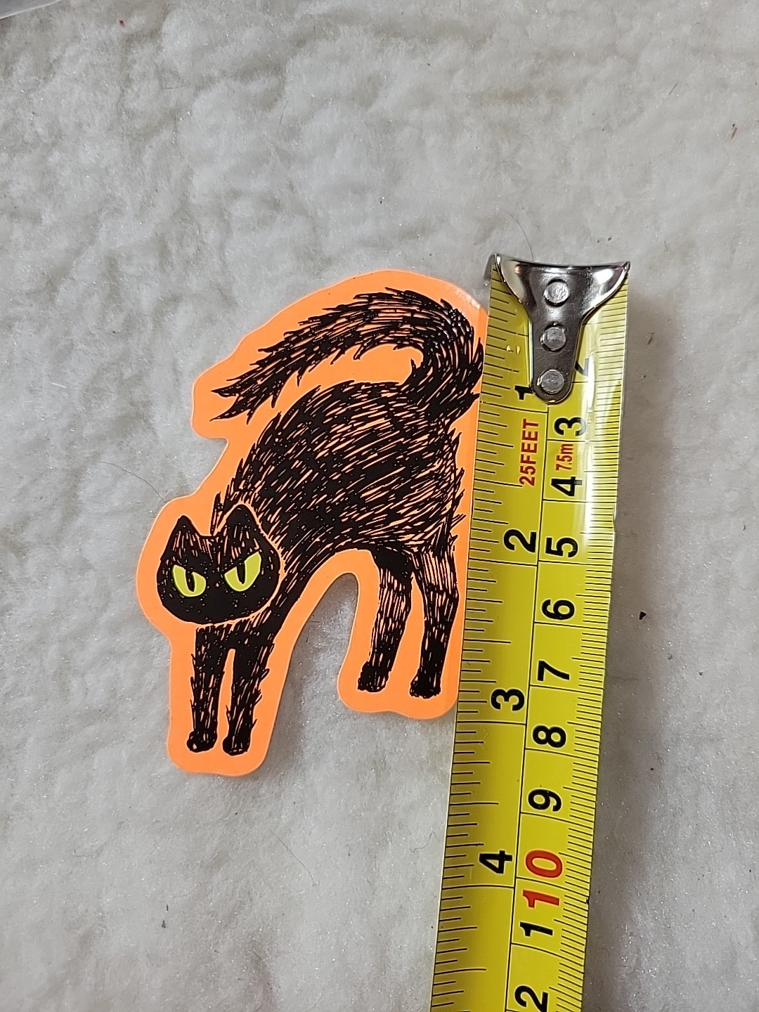 Vintage Black Cat Halloween Sticker – Retro Spooky Orange