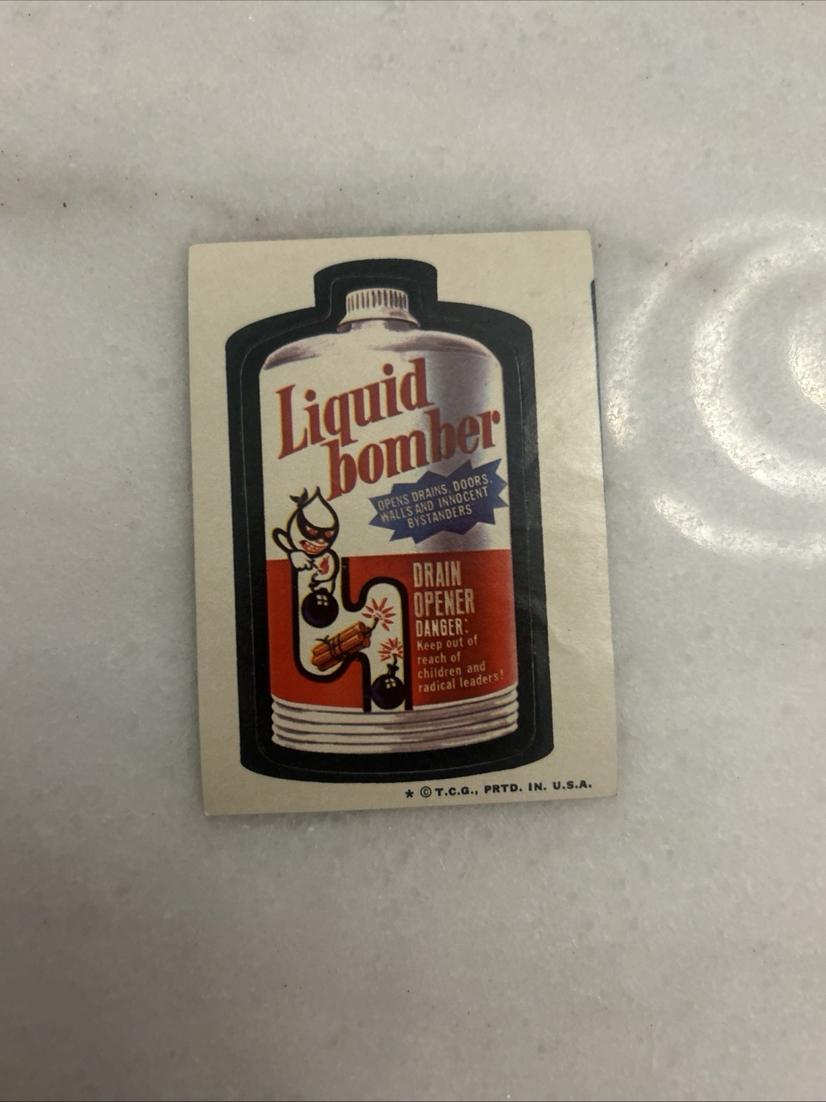 Liquid Bomber, Drain Opener, Danger, Wacky Pack Stickers