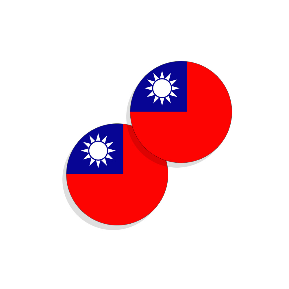 Taiwanese Flag Stickers Flag Decals Taiwan Round Indoor Outdoor Circles 4 pack