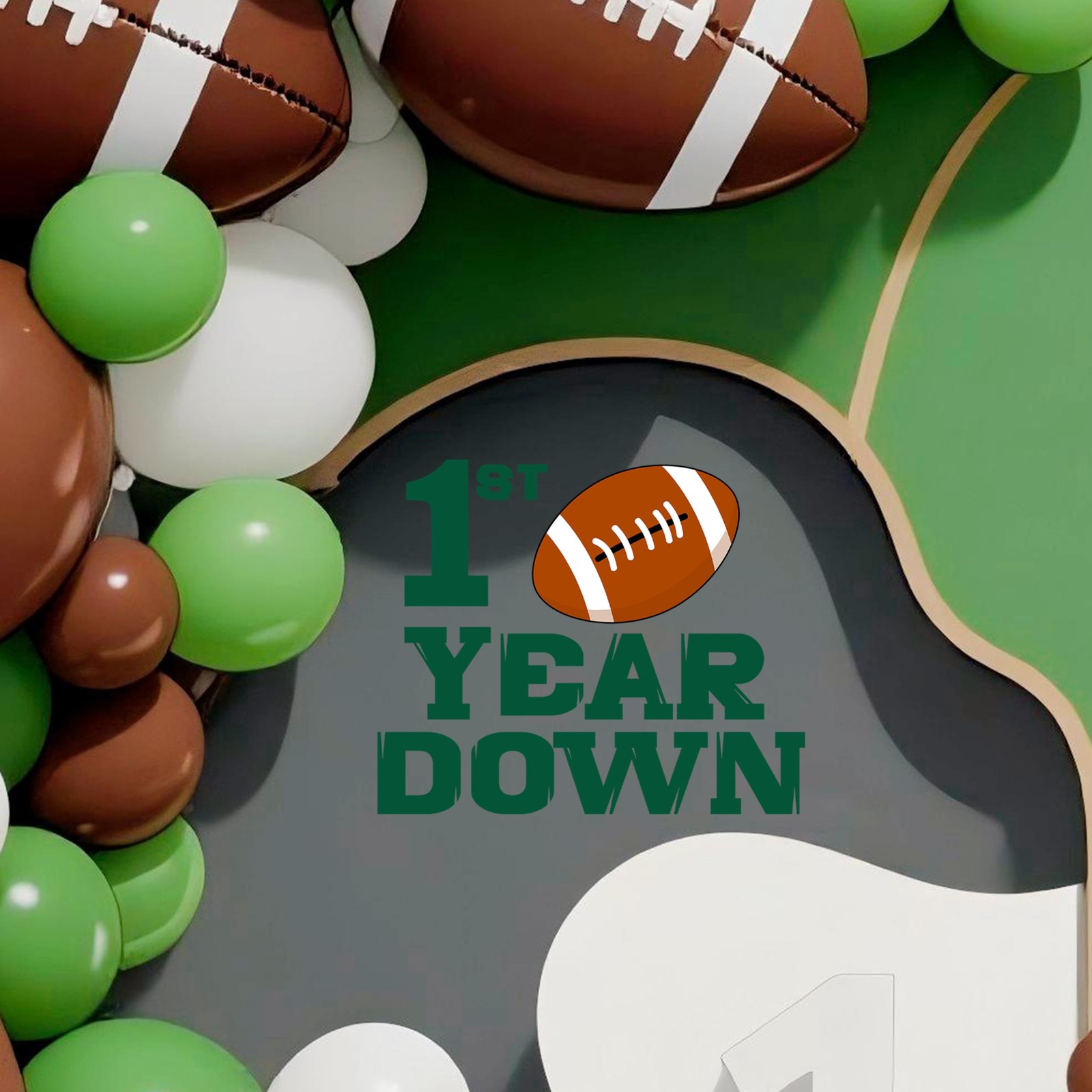 First Year Down Football Decal Sign Rugby Sports Theme Sign Decor for Backdro…