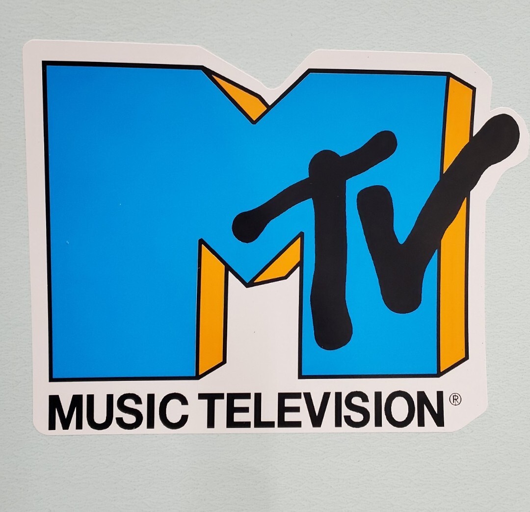 New MTV Vinyl Sticker Music Television 80's 90's 4" X 5.25" Blue/Orange
