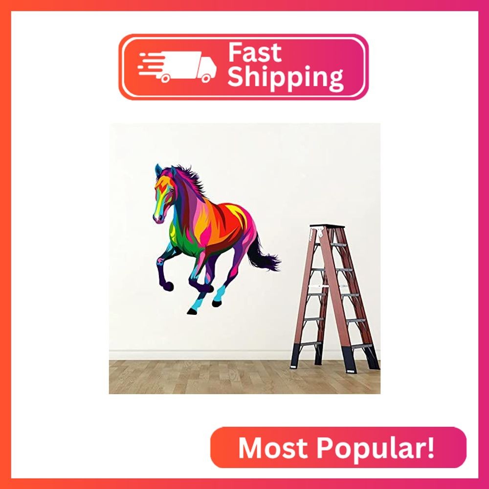 WOYINIS Large Colorful Running Horse Wall Decal Giant Horse Wall Decor Stickers