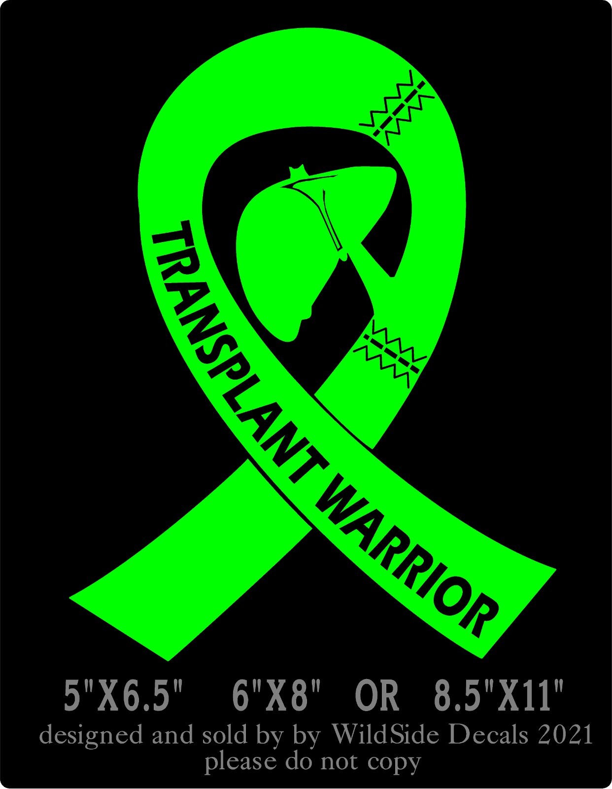 Liver Transplant Warrior Decal Memorial Ribbon Vinyl Car Truck Laptop Sticker