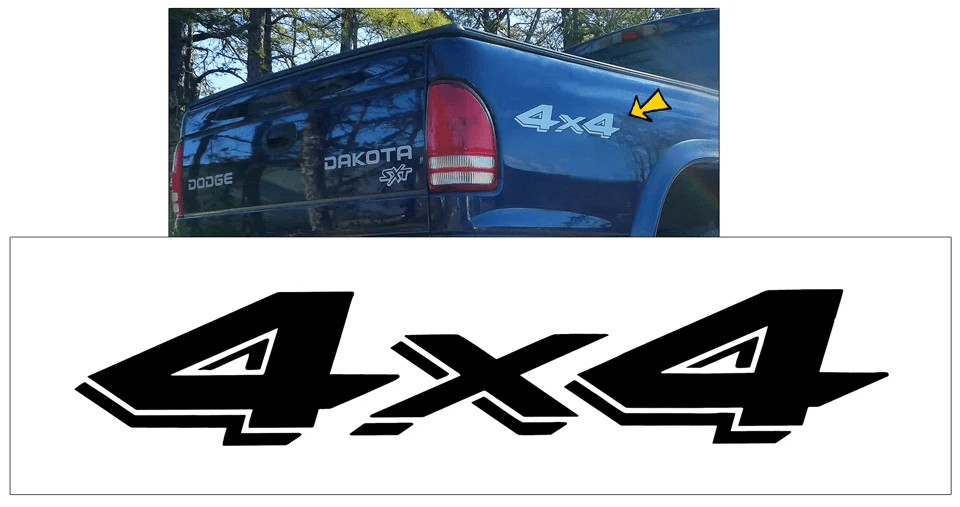 Aftermarket 2004-07 Dodge Dakota 4×4 Side Bed Decal – 3" x 16"