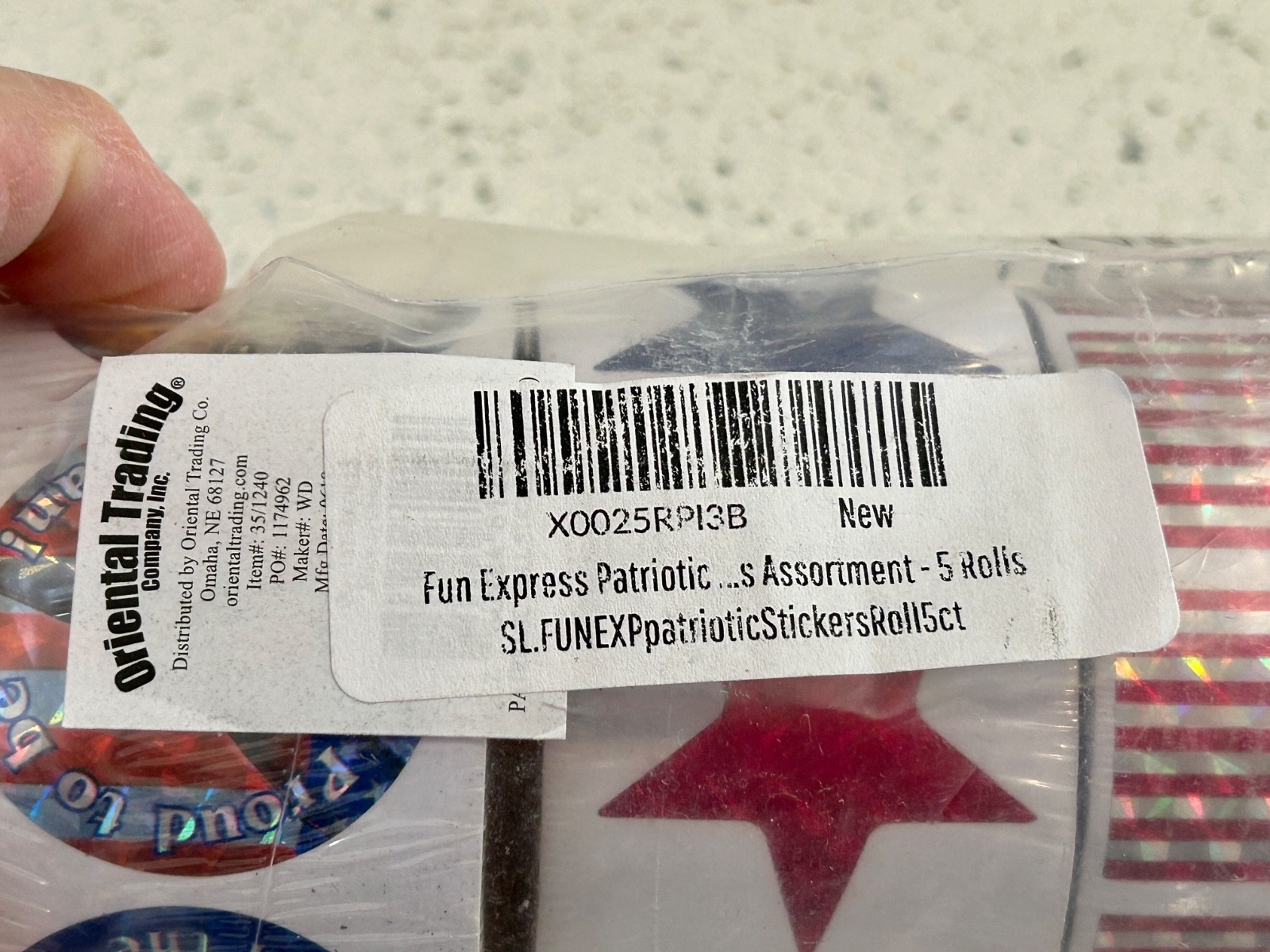 Star Spangled Red White & Blue Patriotic Stickers 6 Rolls – 750 Stickers Total
