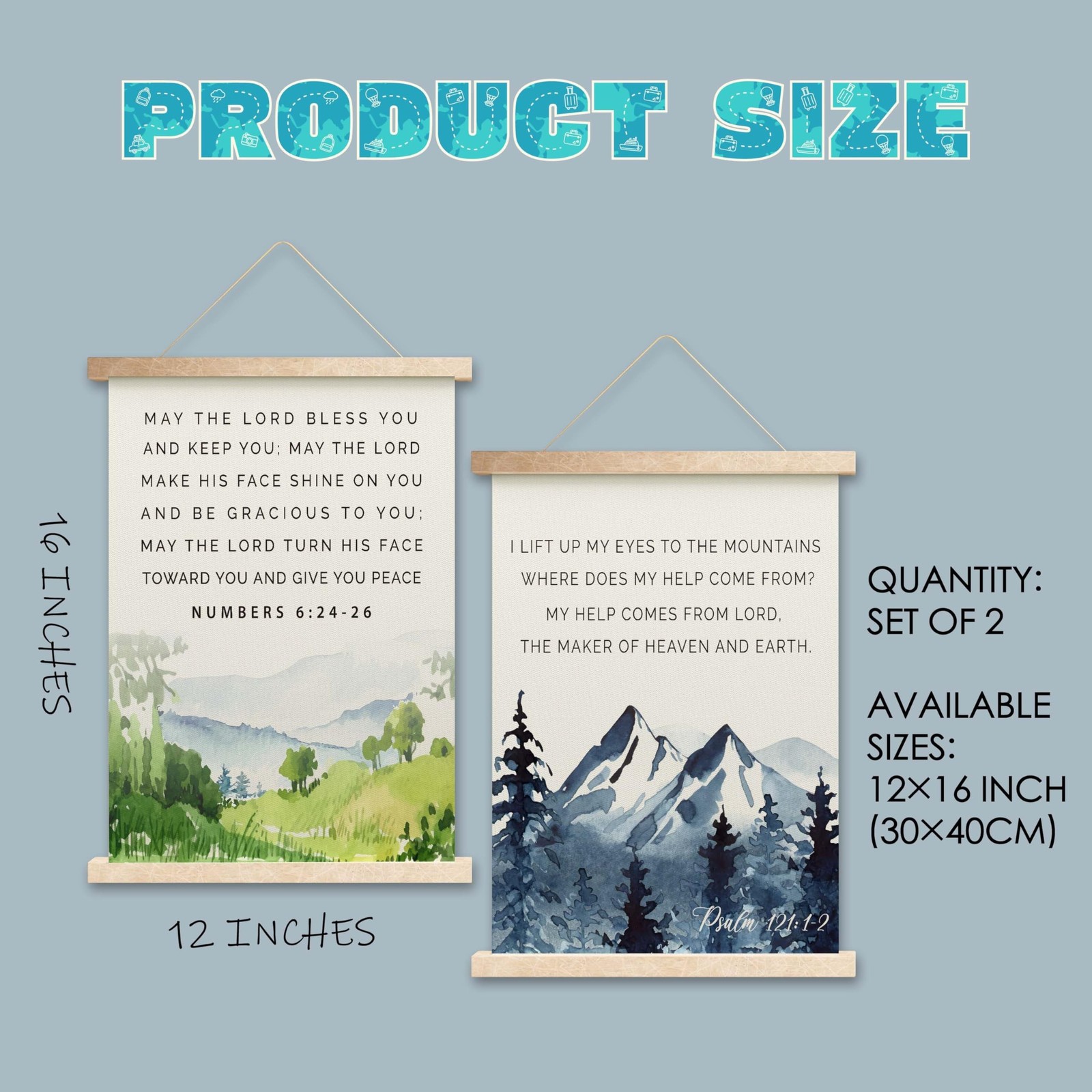HEZNZXQ Bible Verse Hanging Flag, Inspirational Christian Canvas Wall Art For…