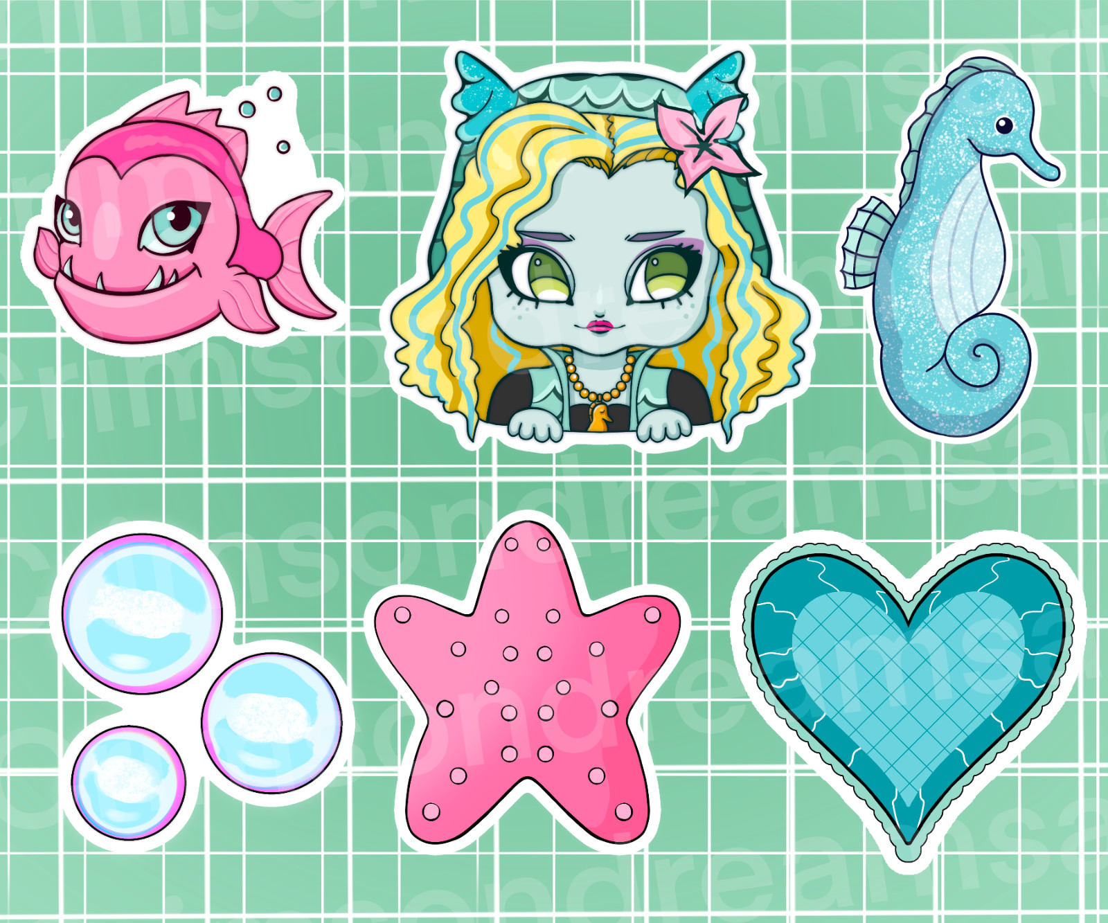 Lagoona Blue Monster High Sticker Pack – Homemade, hand cut and original