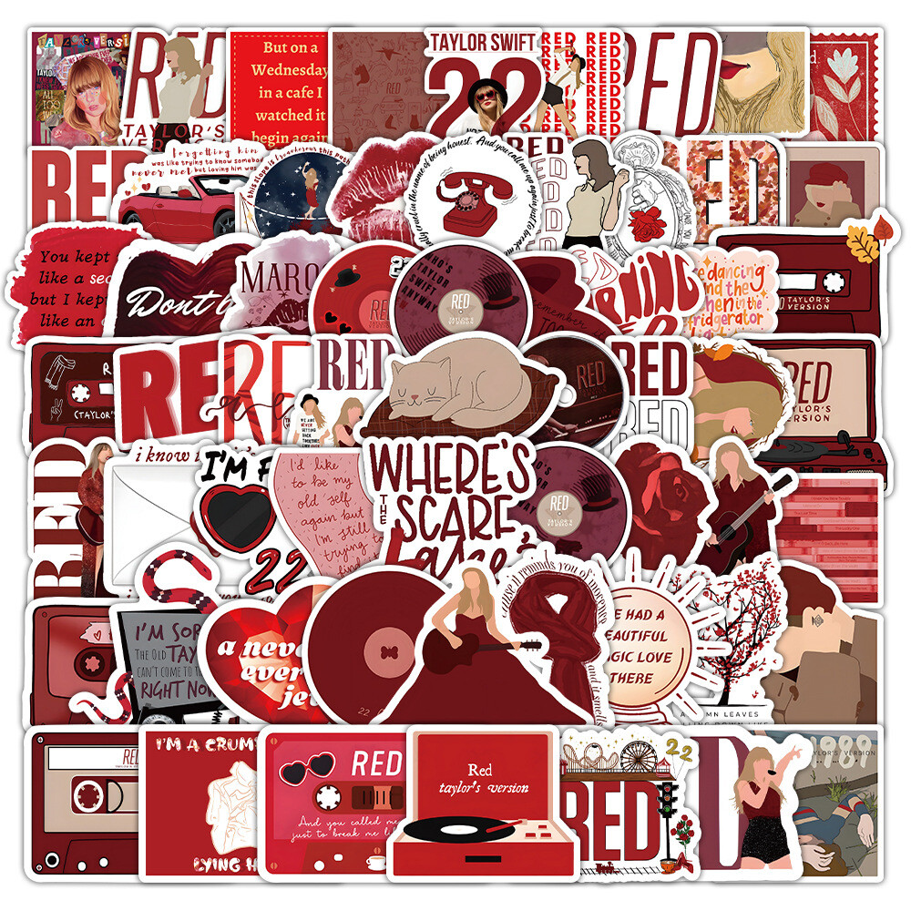 100Pcs Red – Taylor's Version Sticker for Adults Teens Girls Water Bottles