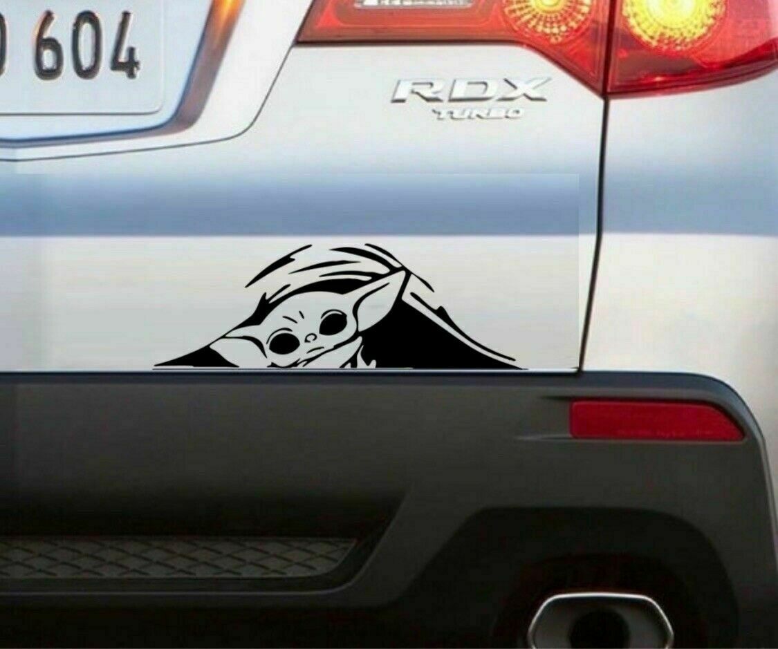 Baby Yoda Peeking Window Vinyl Decal Die Cut Car Decal Sticker MANDALORIAN