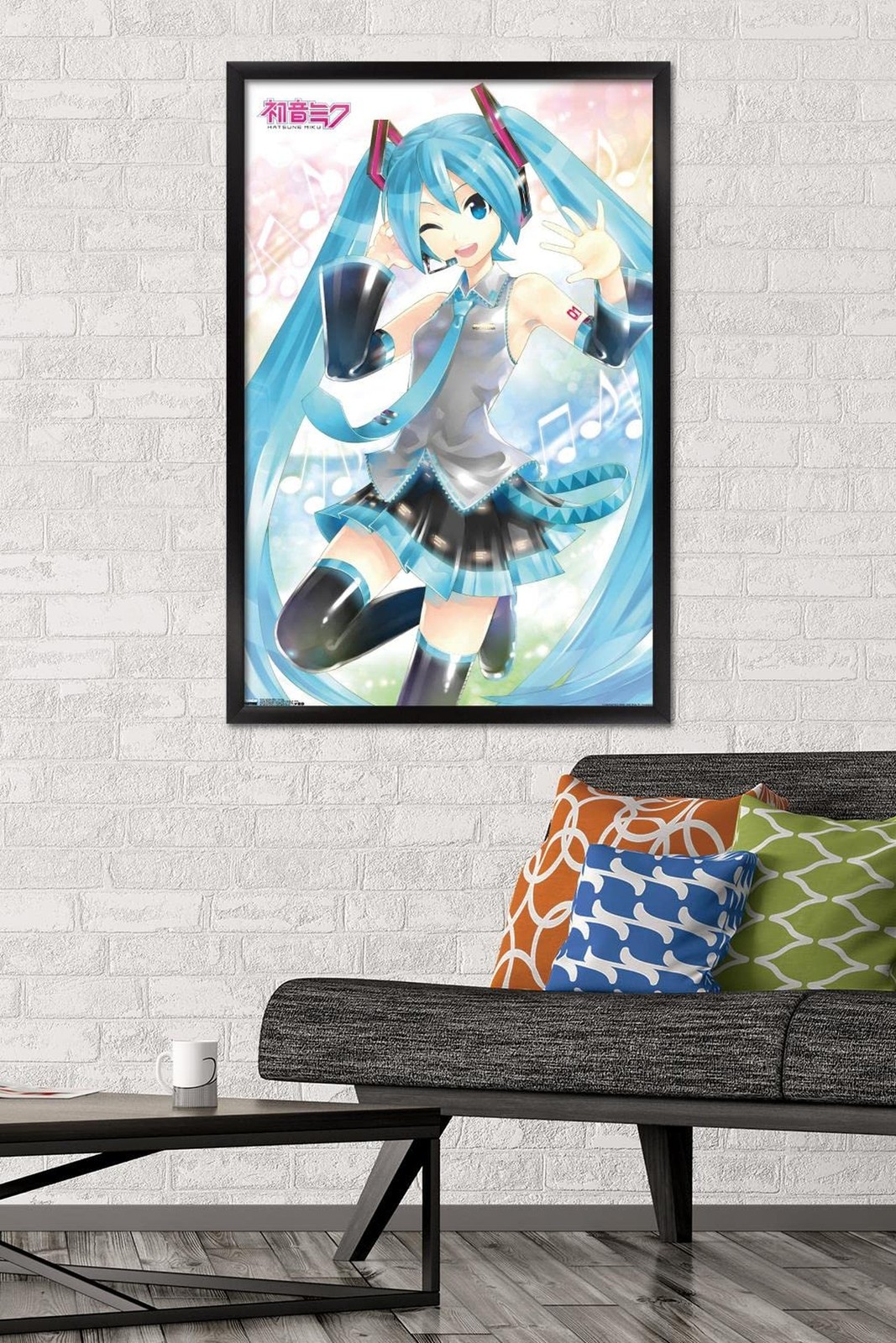 Trends International Hatsune Miku – Waving Wall Poster, 22.375" x 34", Black …